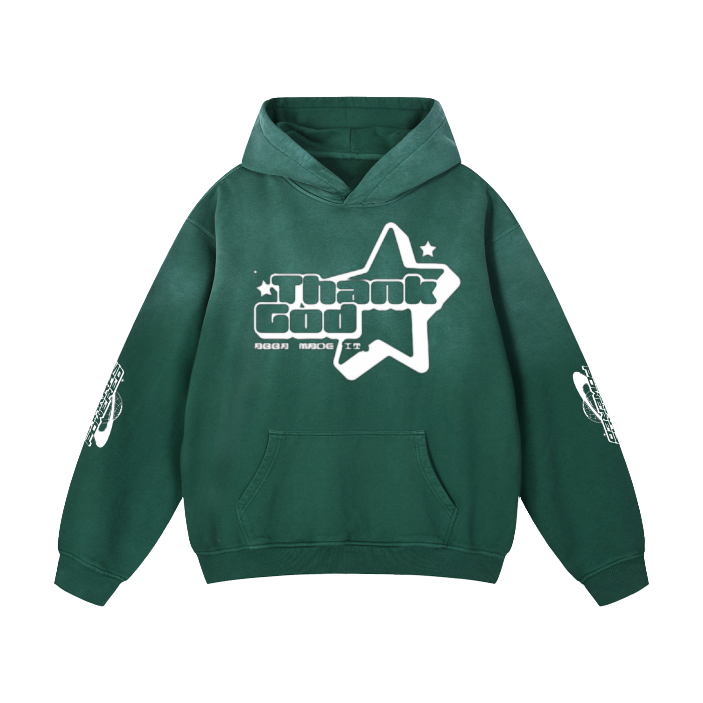 Heavyweight Sunfade Oversized Hoodie — Thank God* + +G Swoop + Chakras Powered Edition
