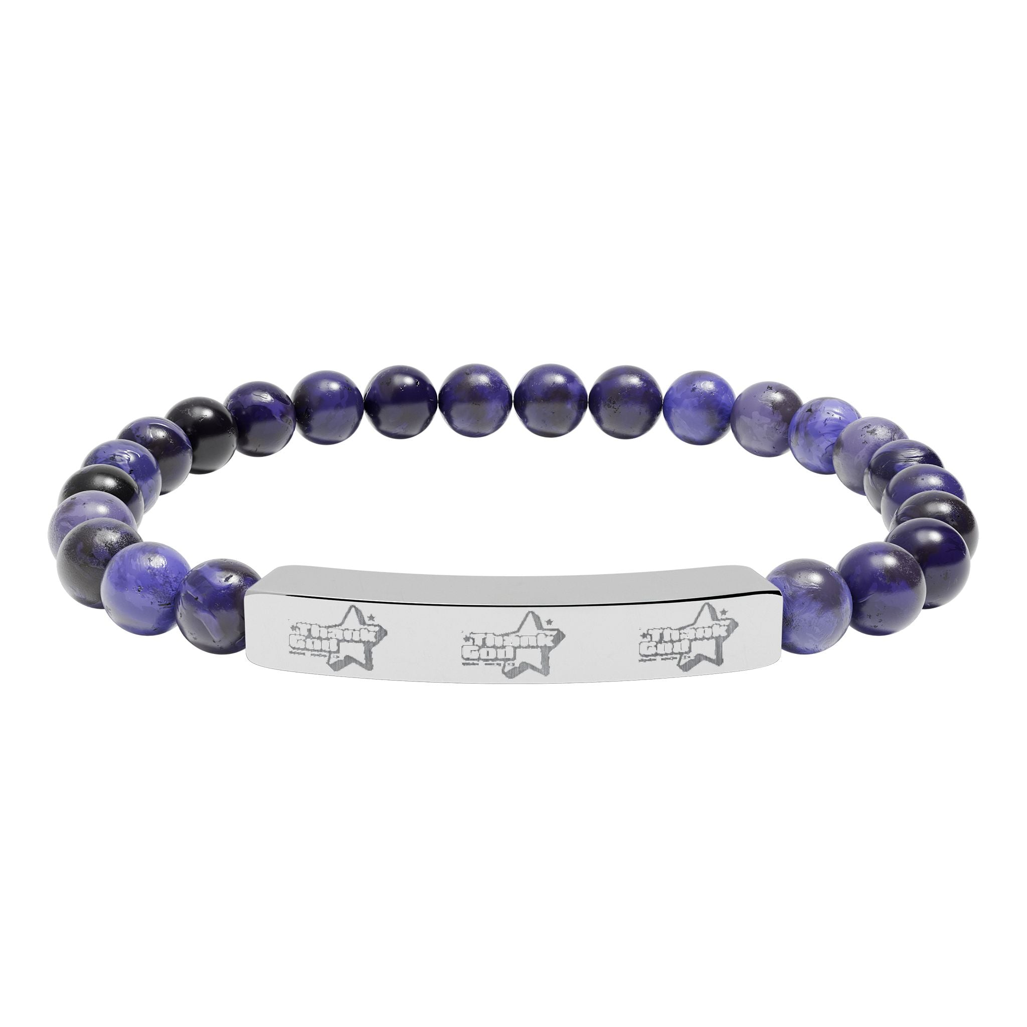 Copy of Engraved Natural Stone Stretch Bracelet — Bar Bead Bracelet