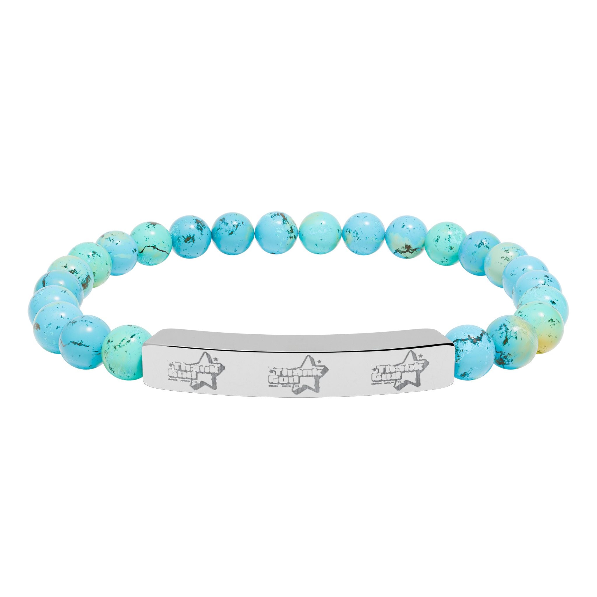 Copy of Engraved Natural Stone Stretch Bracelet — Bar Bead Bracelet