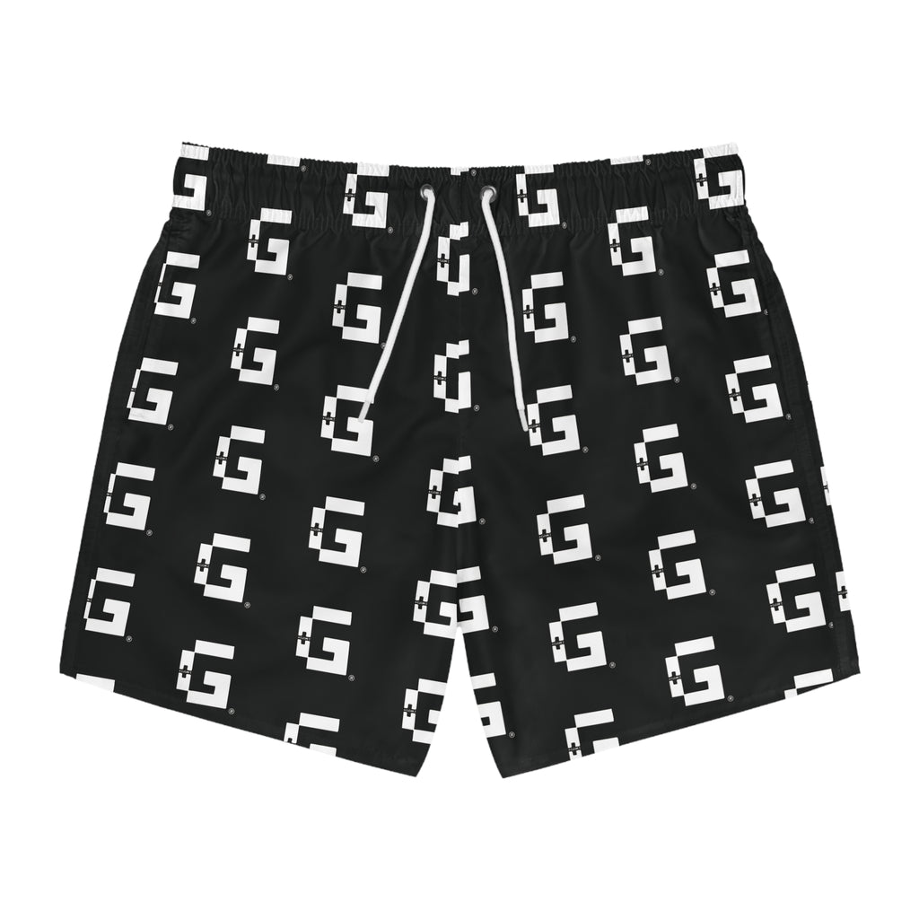 Allover 'G' Logo Swim Trunks — Bold Graphic Beach Shorts