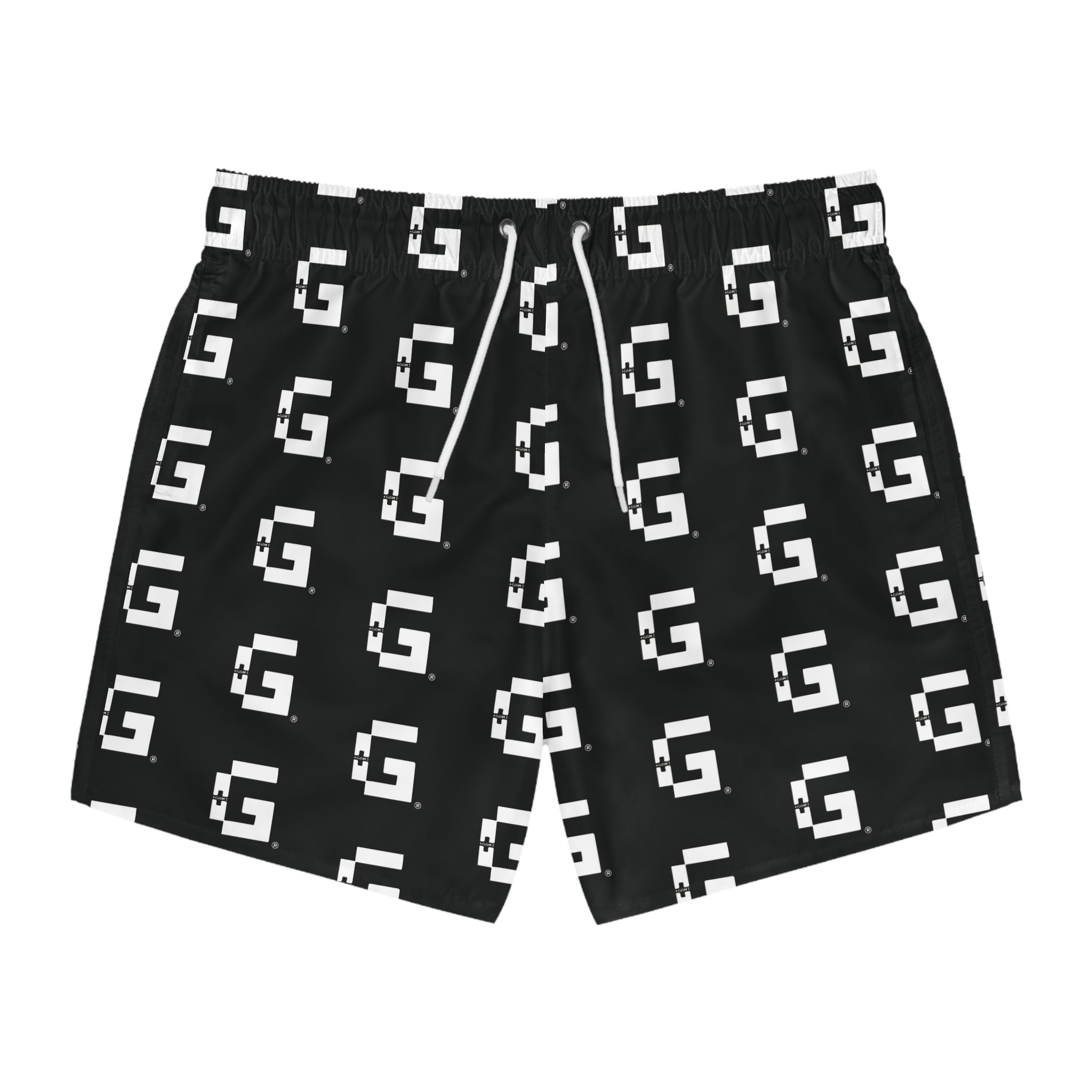 Allover 'G' Logo Swim Trunks — Bold Graphic Beach Shorts