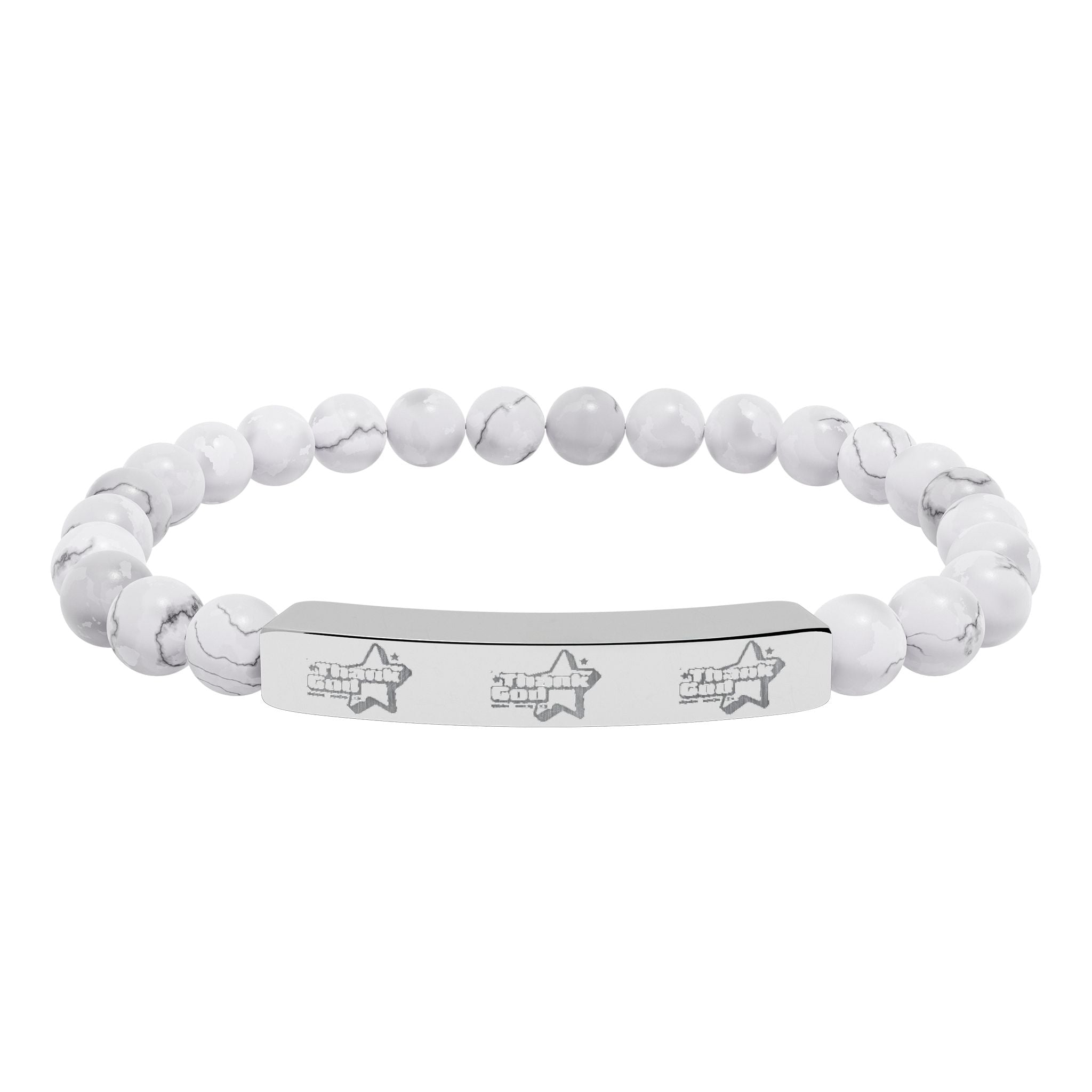 Copy of Engraved Natural Stone Stretch Bracelet — Bar Bead Bracelet