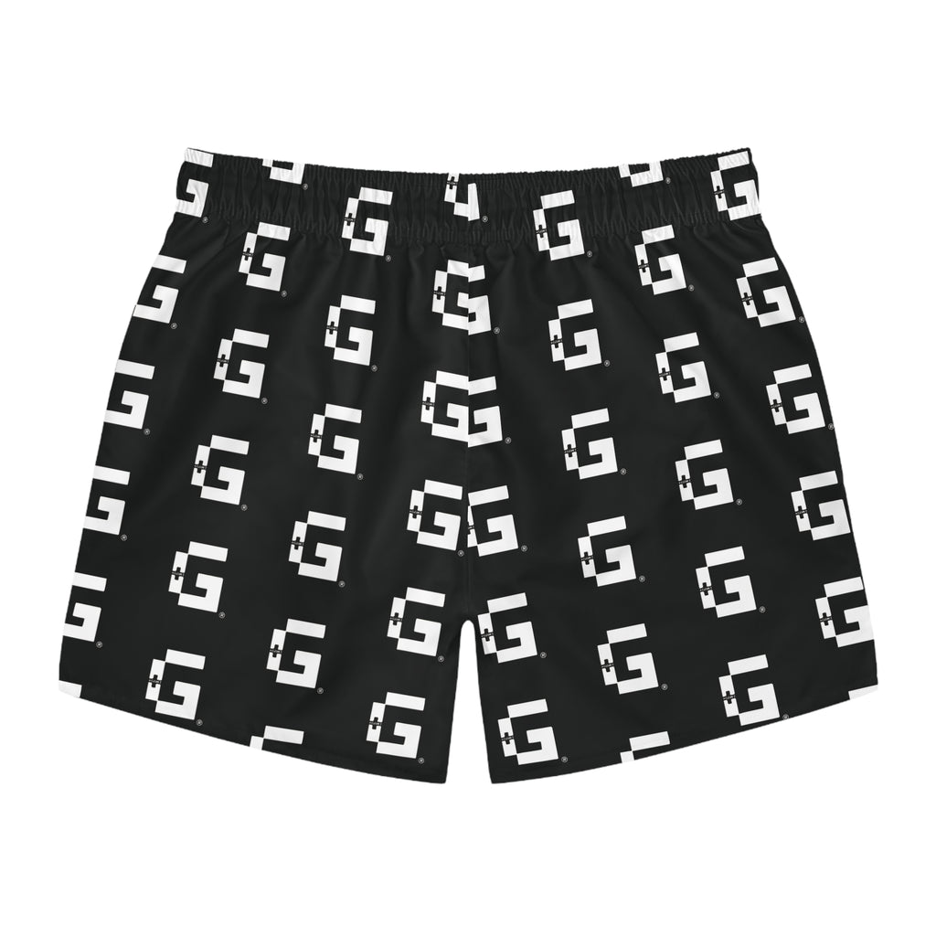 Allover 'G' Logo Swim Trunks — Bold Graphic Beach Shorts