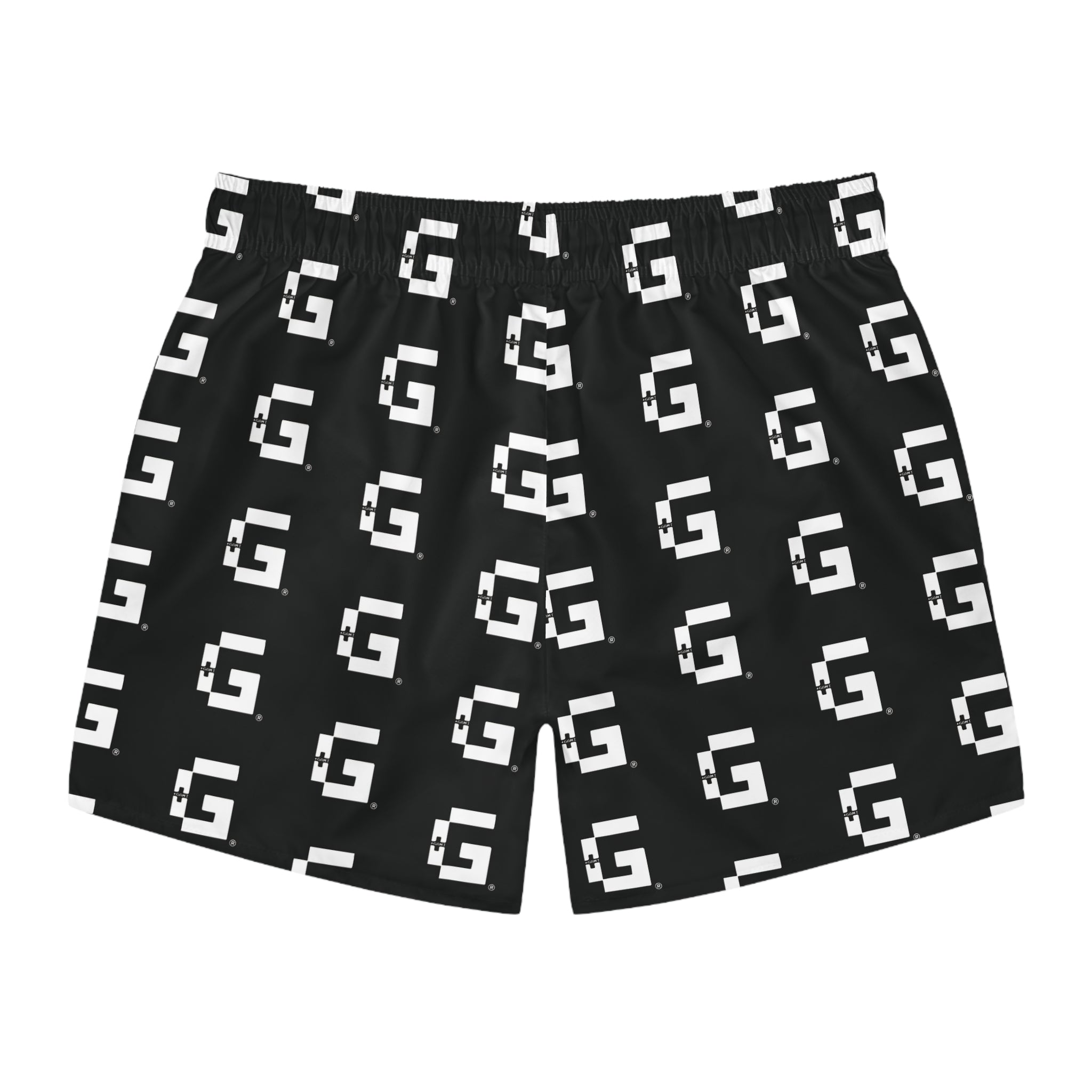 Allover 'G' Logo Swim Trunks — Bold Graphic Beach Shorts