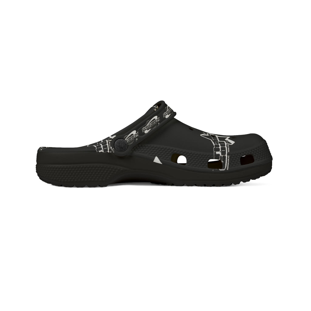 Black EVA Foam Clog Shoes — Thank God* logo Pattern