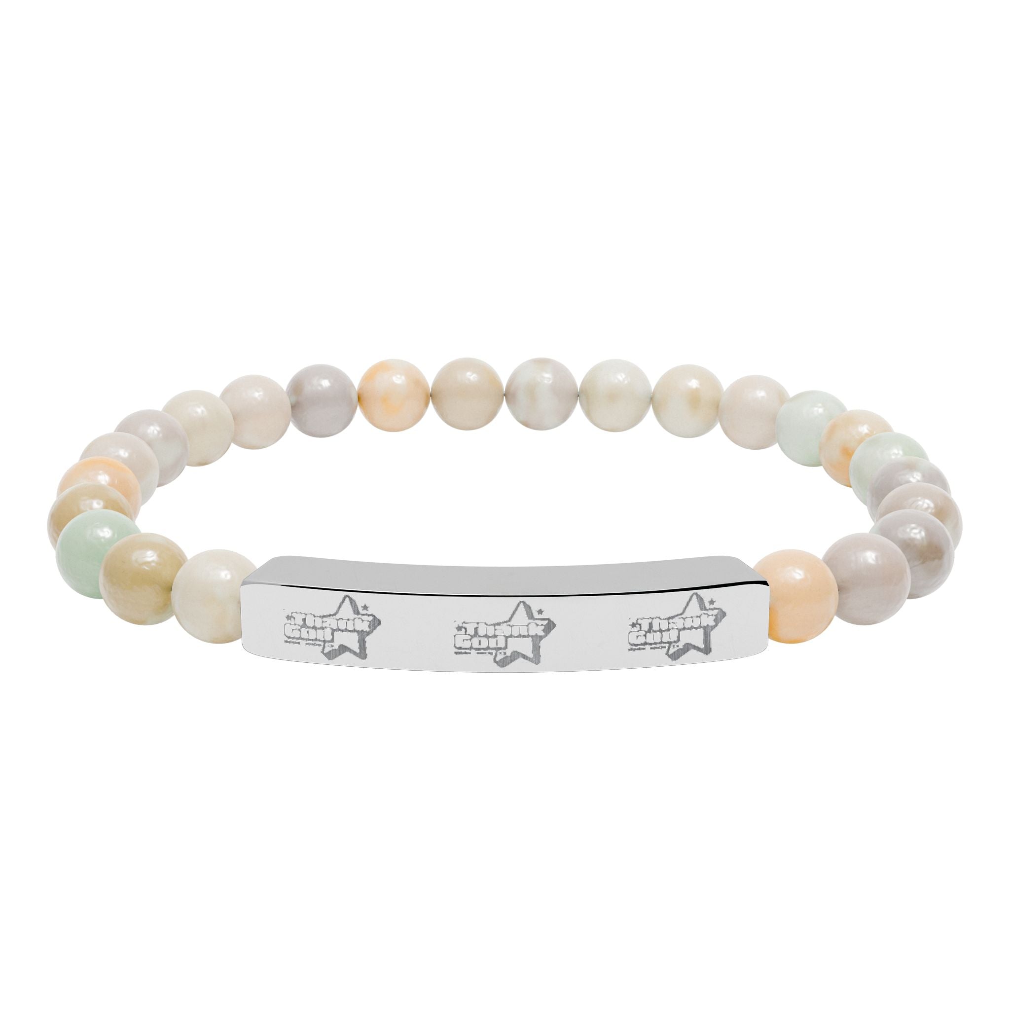 Copy of Engraved Natural Stone Stretch Bracelet — Bar Bead Bracelet