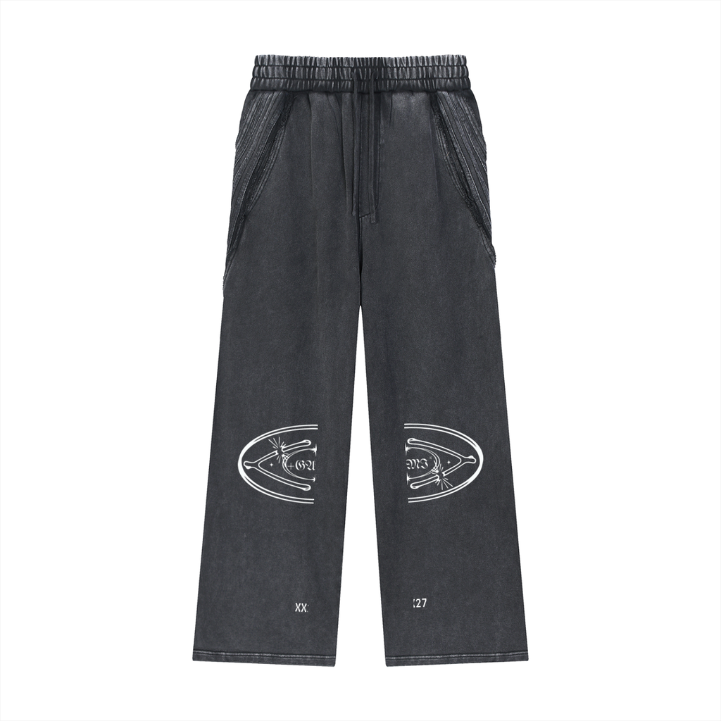 Snow‑Washed Raw‑Edge Sweatpants — Broken Wishbones XX27 +G Edition