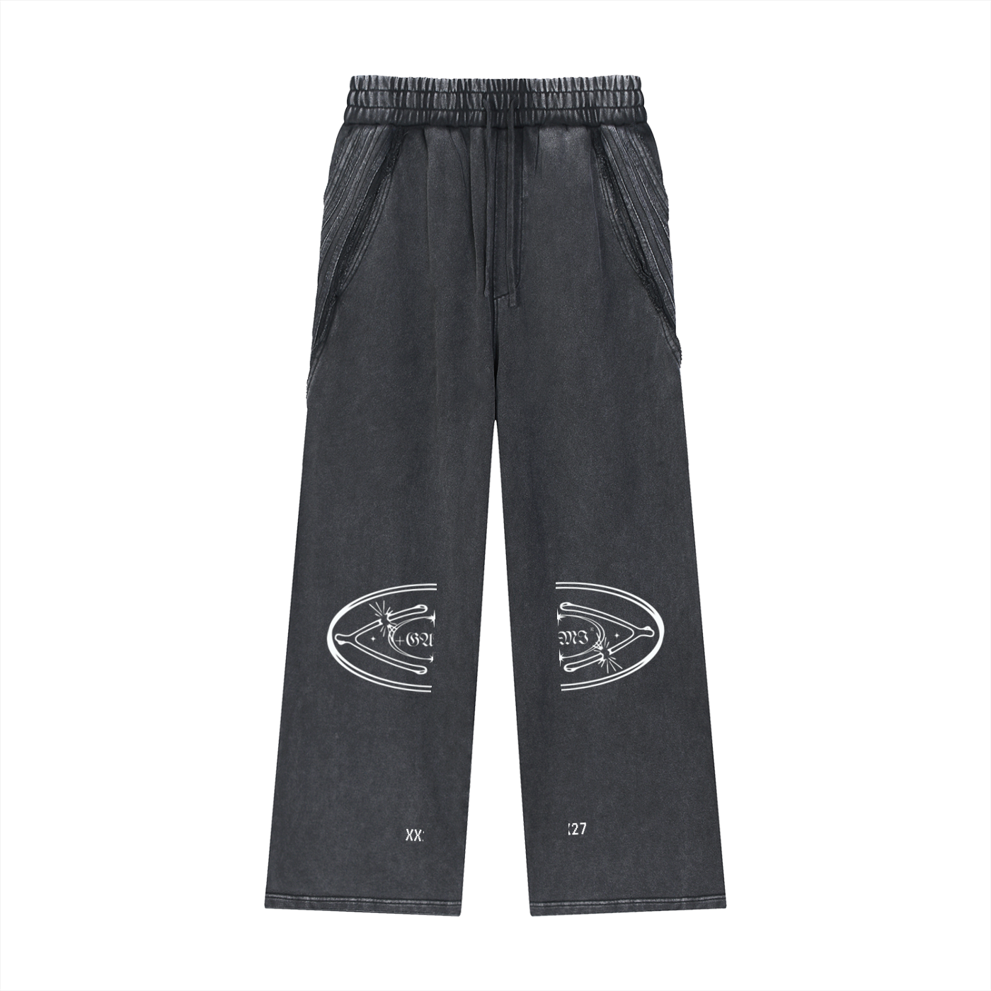 Snow‑Washed Raw‑Edge Sweatpants — Broken Wishbones XX27 +G Edition
