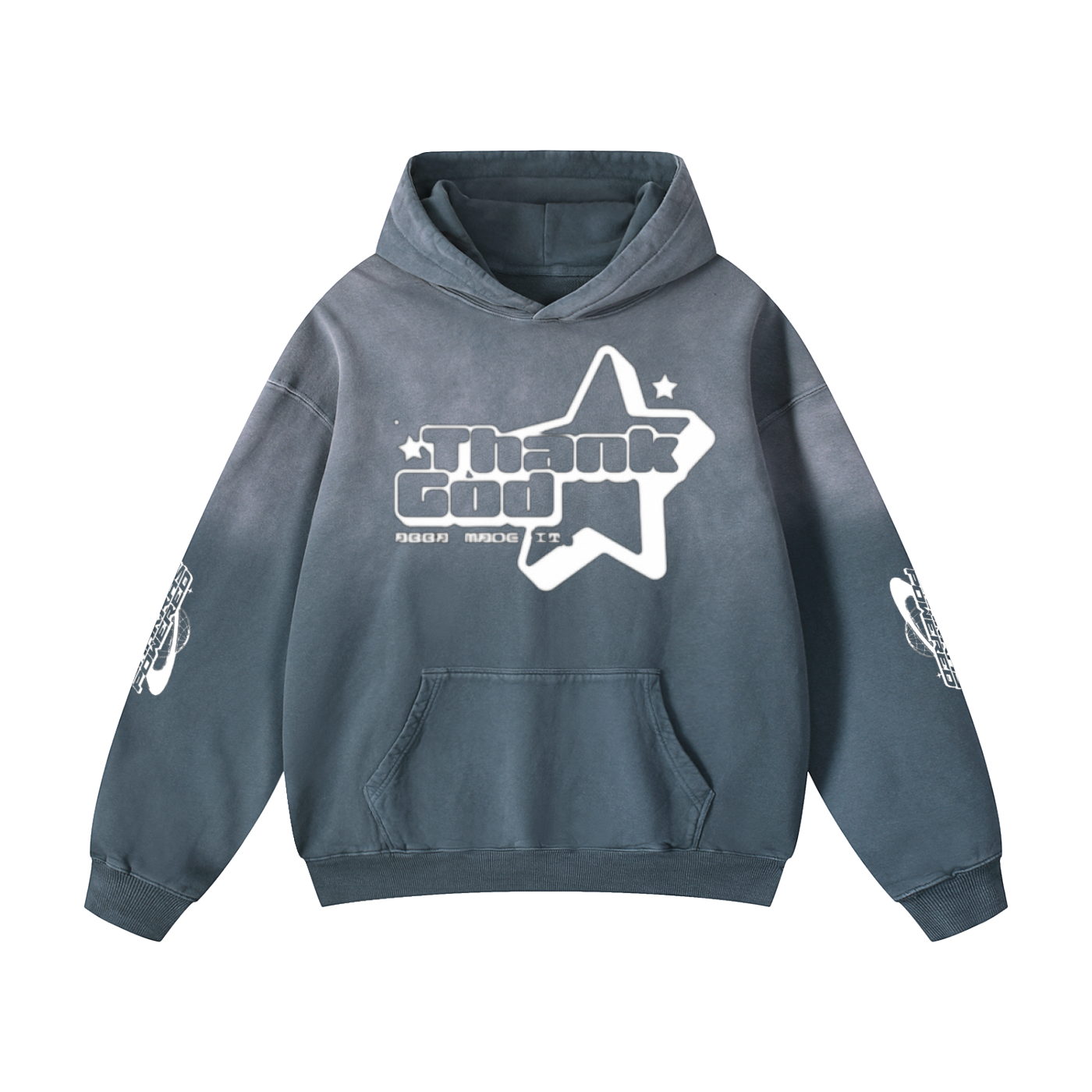 Heavyweight Sunfade Oversized Hoodie — Thank God* + +G Swoop + Chakras Powered Edition