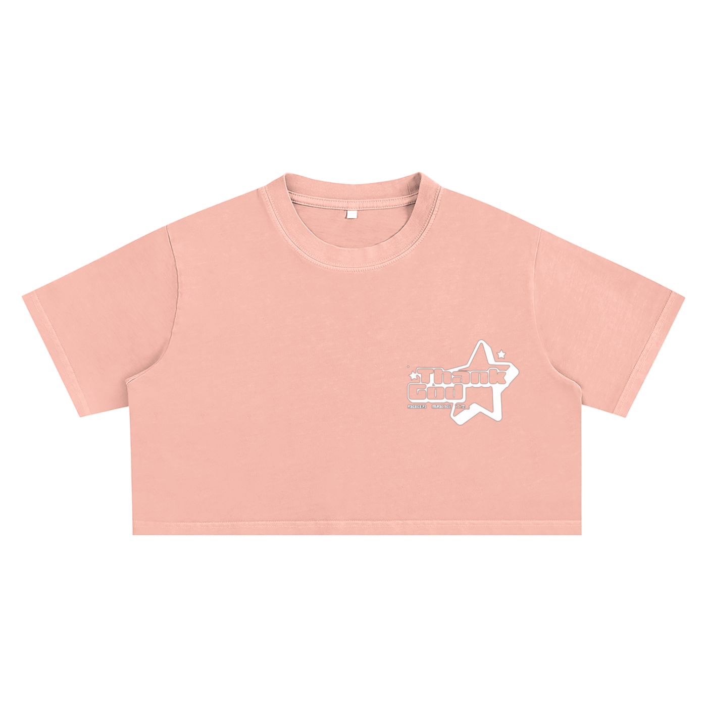 Thank God* logo Snow Washed Crop Top