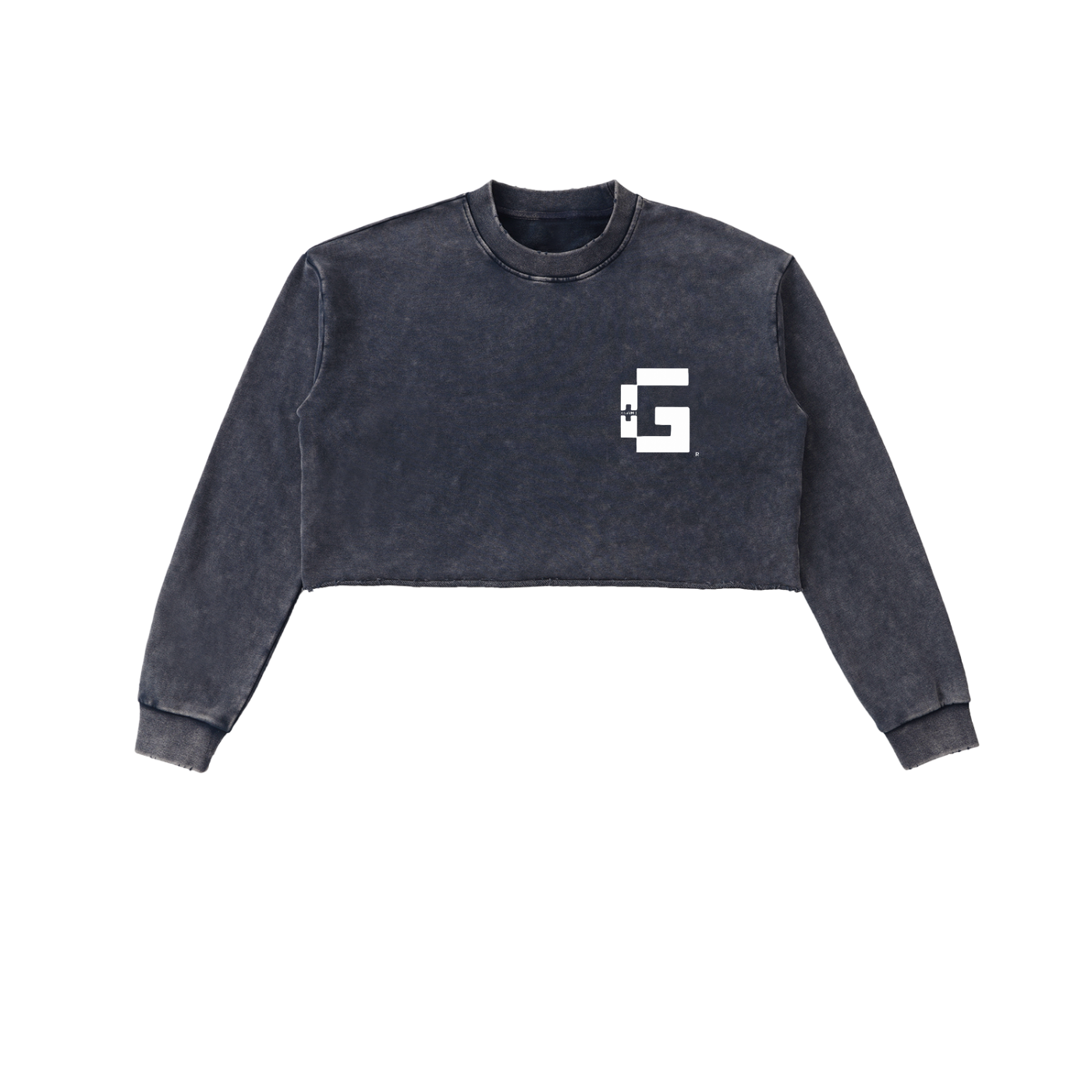 Snow‑Washed Raw‑Edge Cropped Sweatshirt — +G’s Aligned Edition