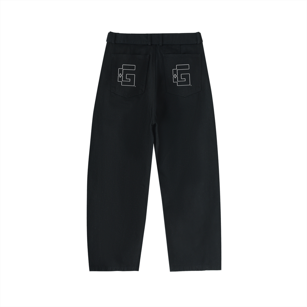Belted Barrel‑Leg Chino Pants — +GAMI® Swoop Stamp Edition