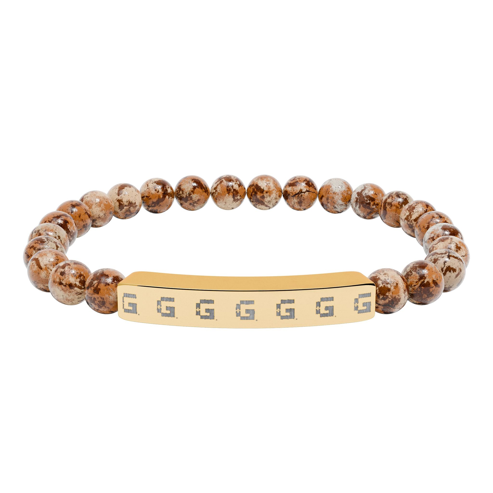 Copy of Engraved Natural Stone Stretch Bracelet — Bar Bead Bracelet