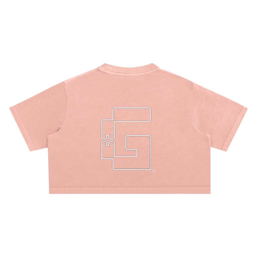 Thank God* logo Snow Washed Crop Top