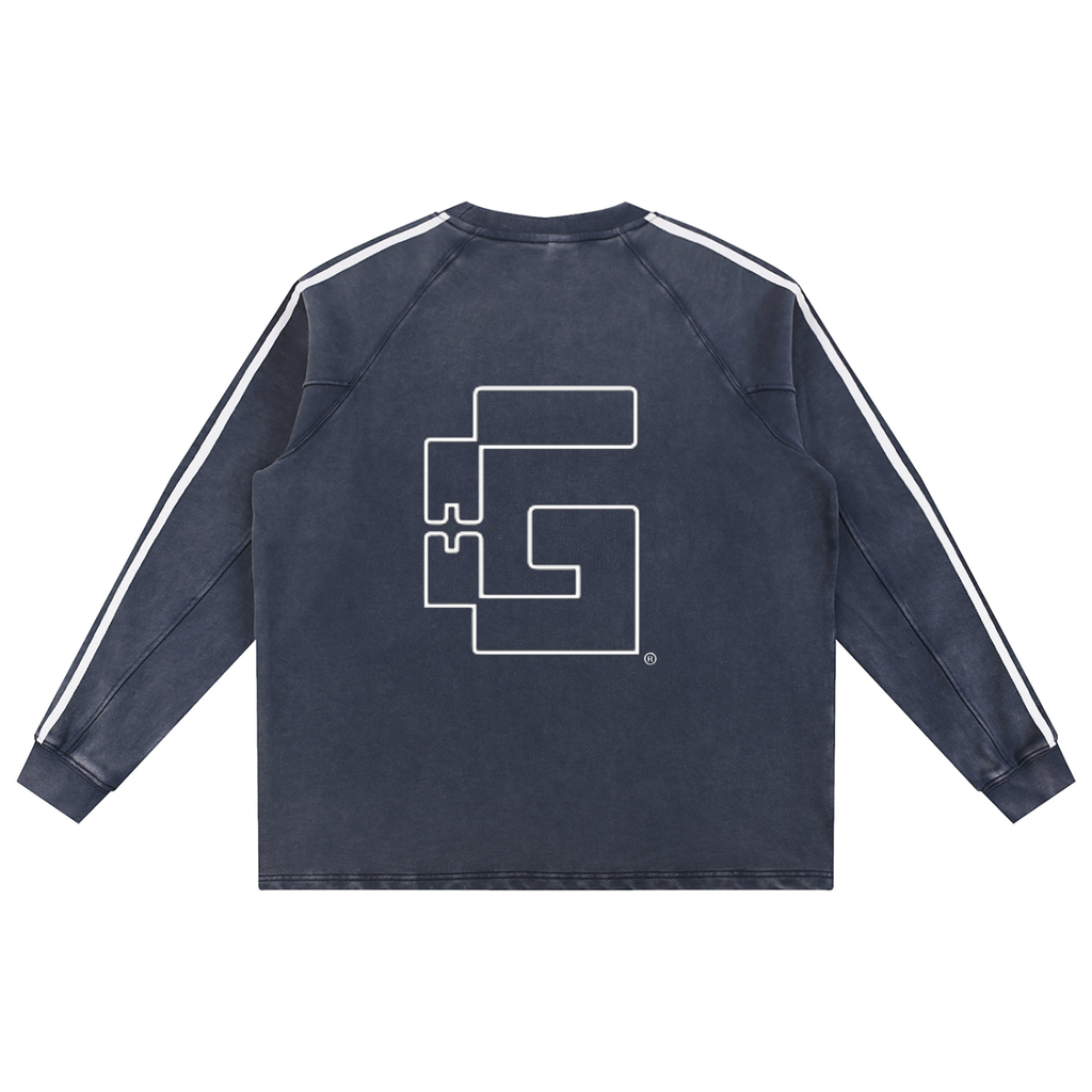 Snow‑Washed Contrast Tape Sweatshirt — +G’s Aligned Edition