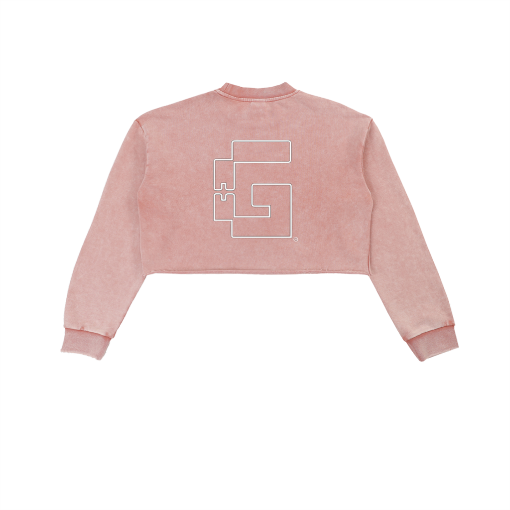 Snow‑Washed Raw‑Edge Cropped Sweatshirt — +G’s Aligned Edition