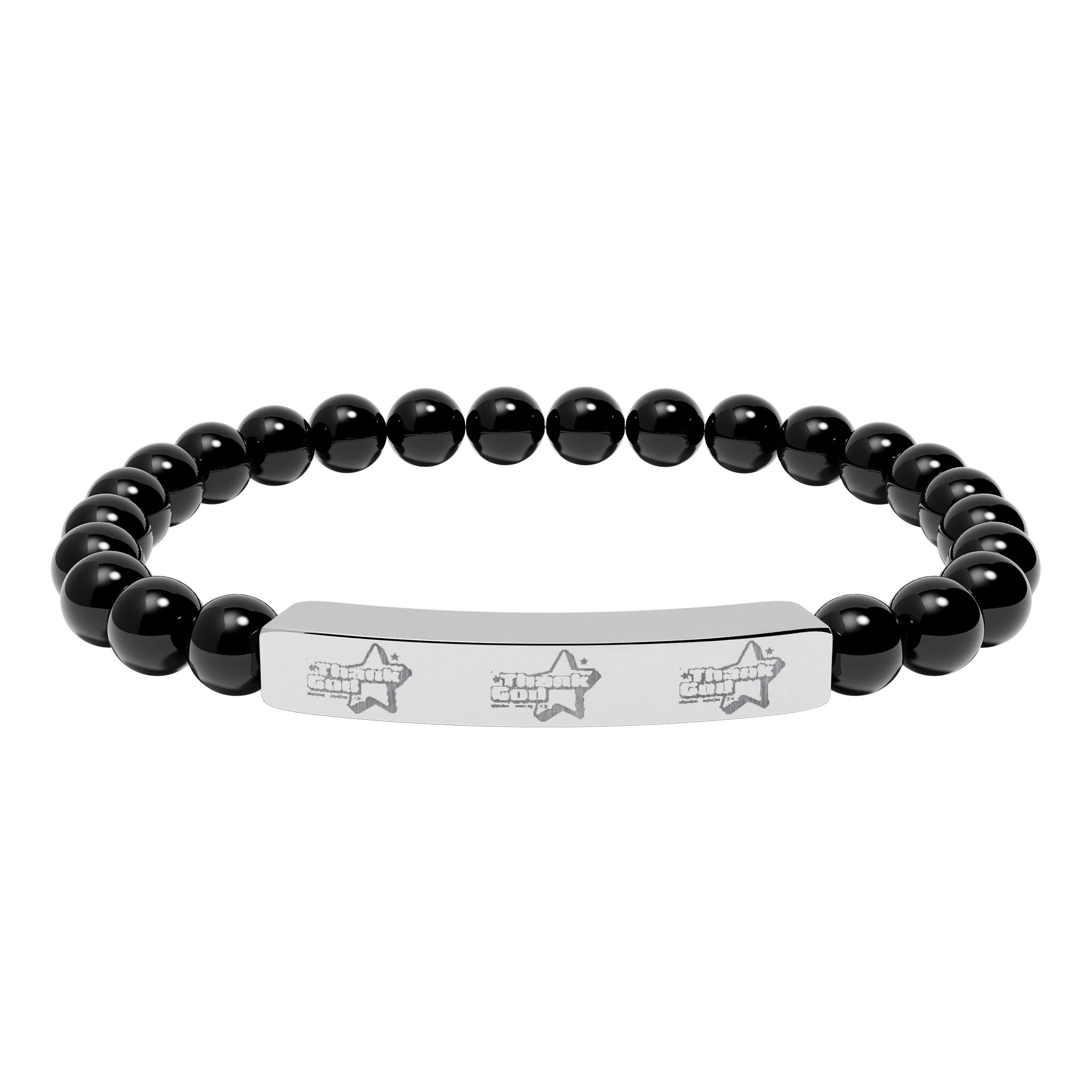 Copy of Engraved Natural Stone Stretch Bracelet — Bar Bead Bracelet