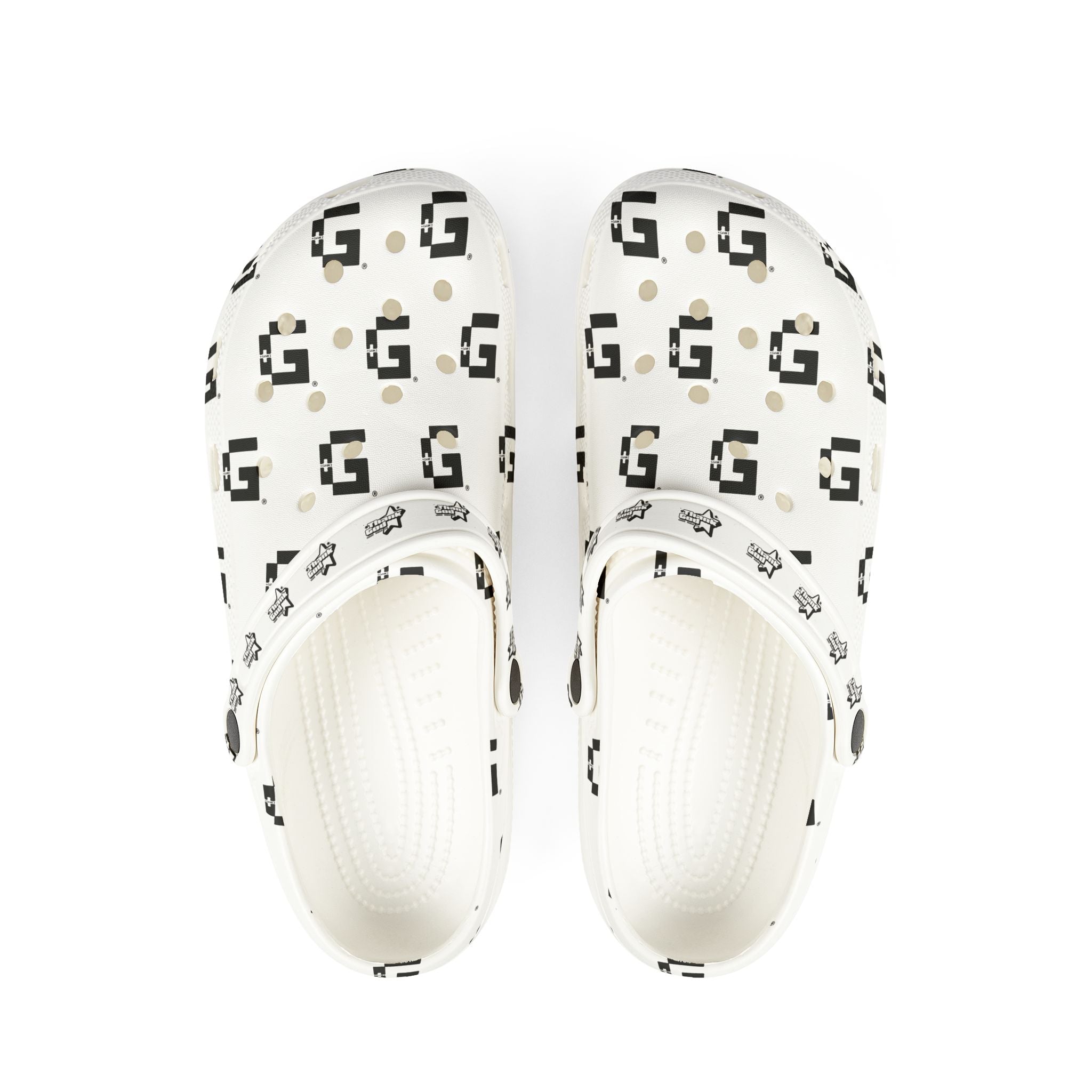 Monogram G Pattern EVA Foam Clogs — Lightweight Printed Slip‑Ons