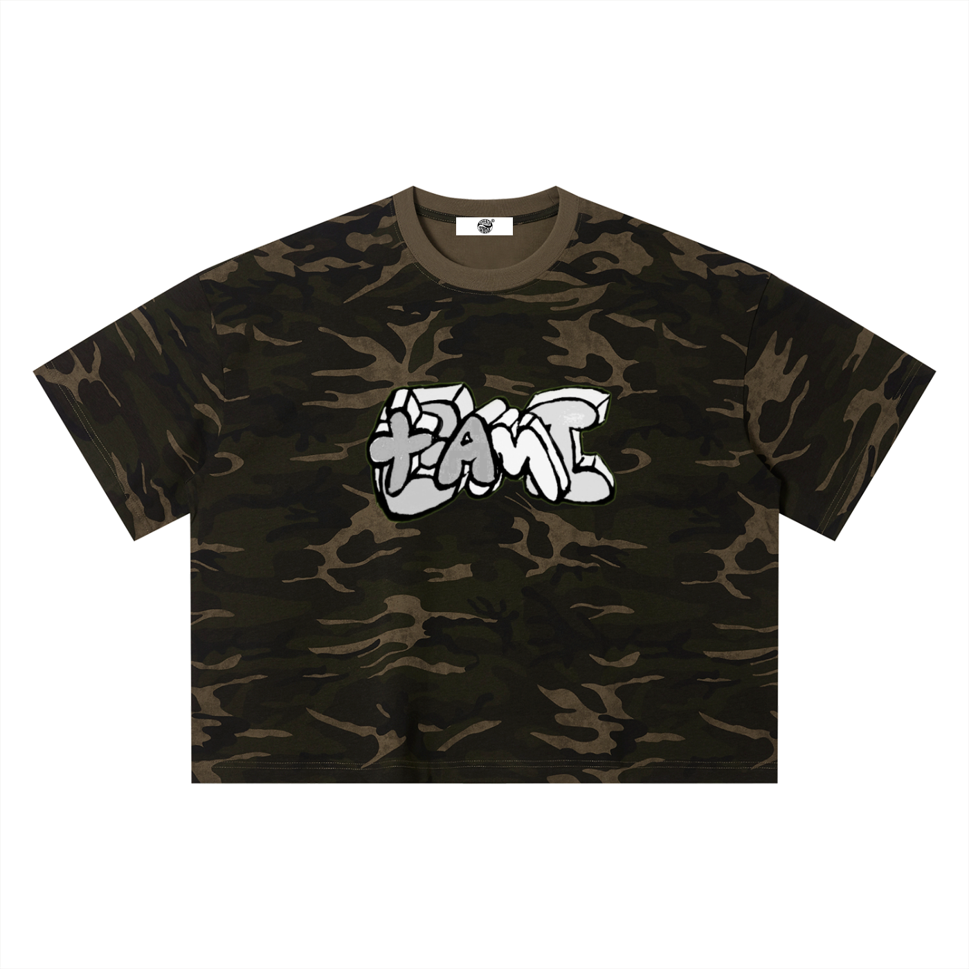 “Digi‑Graffiti Spray” Camo Boxy Tee
