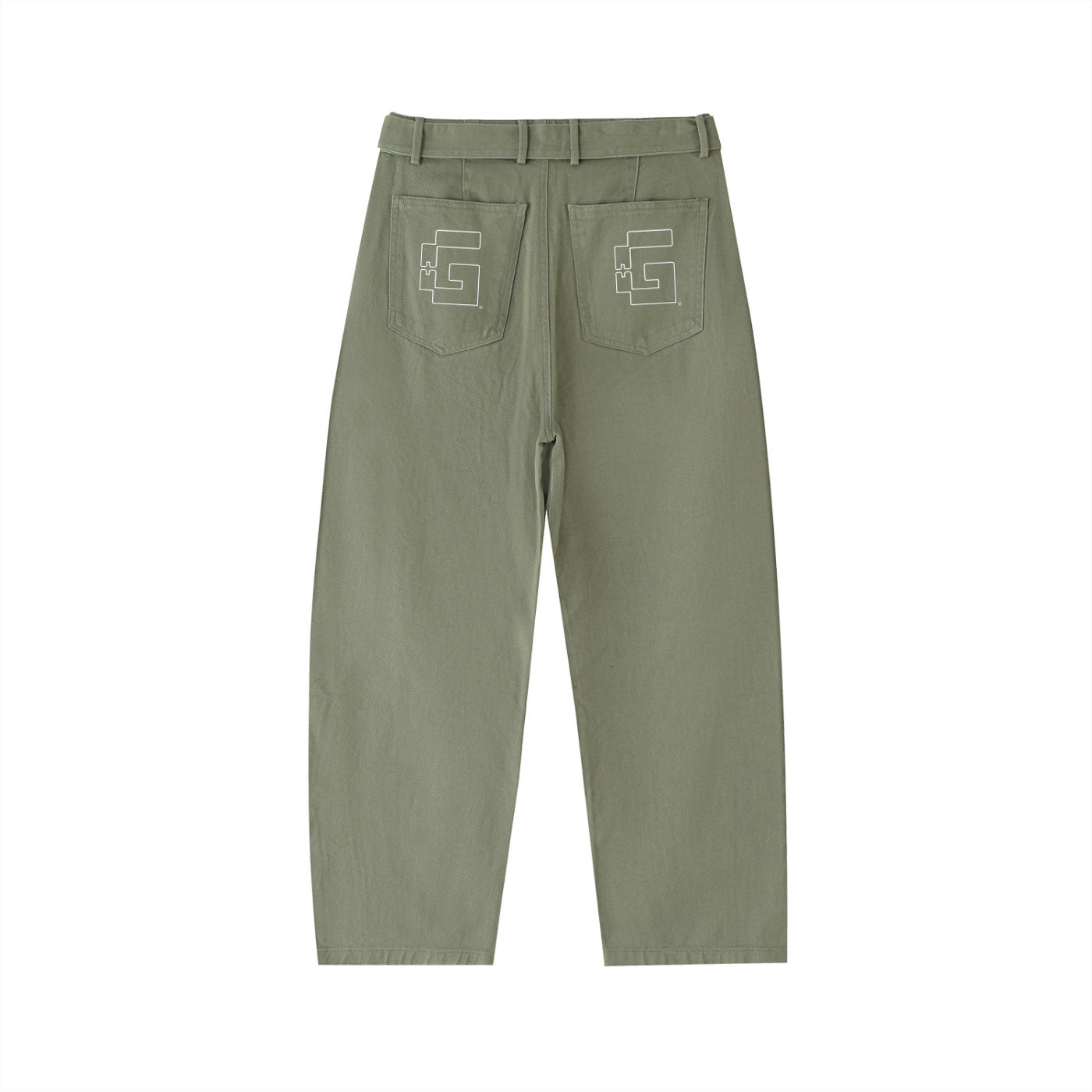 Belted Barrel‑Leg Chino Pants — +GAMI® Swoop Stamp Edition