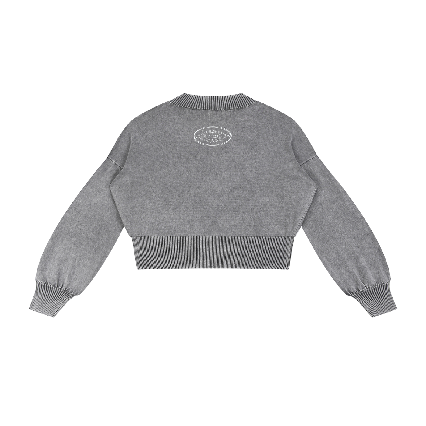 Mineral‑Wash Balloon Sleeve Cropped Sweater — +G + Broken Wishbones Edition