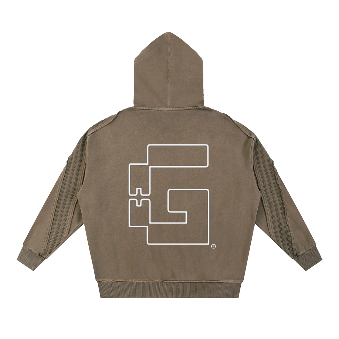 Snow‑Washed Raw‑Edge Zip Hoodie — Broken Wishbones + +G Edition