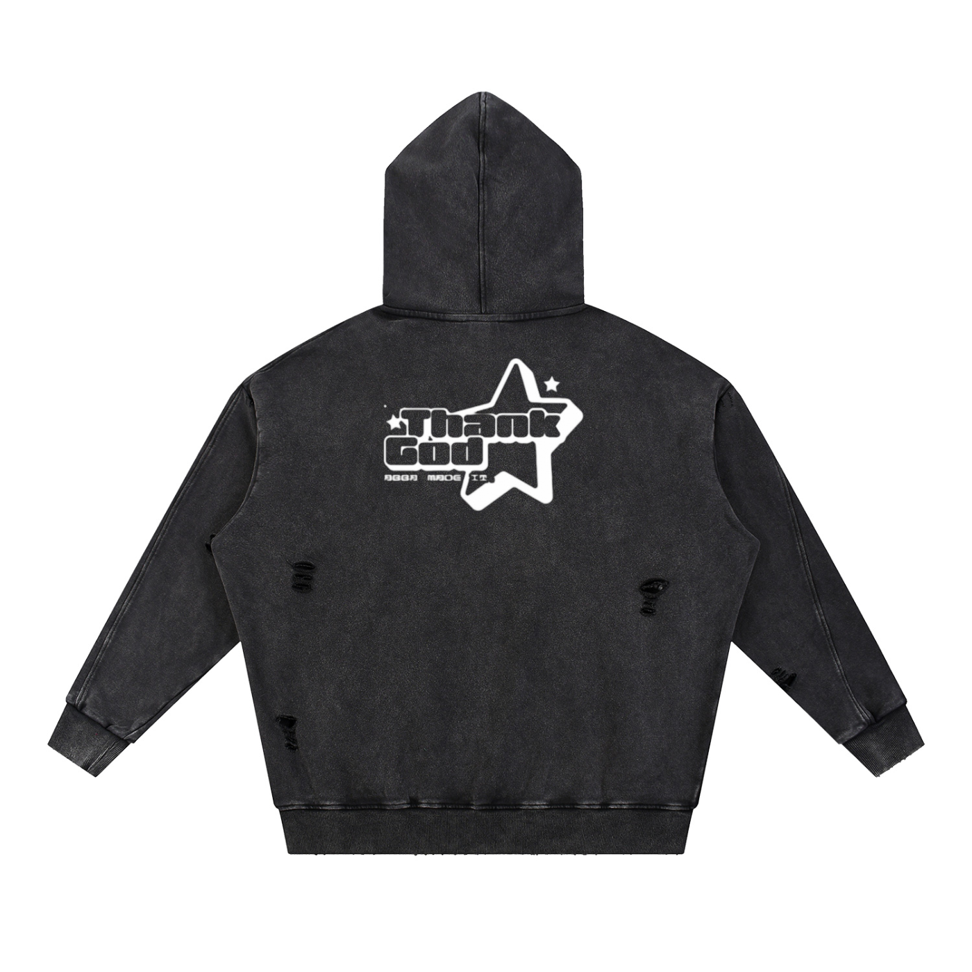 Snow‑Washed Distressed Panel Pocket Hoodie — +G Swoop + Thank God* Edition