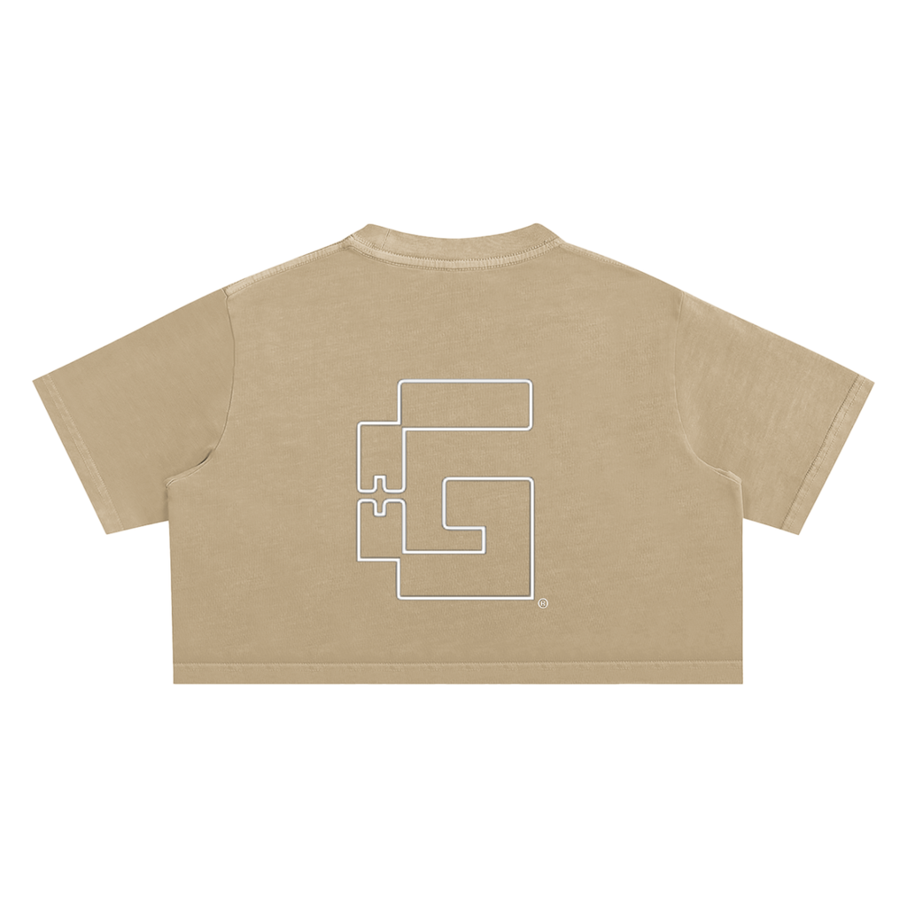 Thank God* logo Snow Washed Crop Top