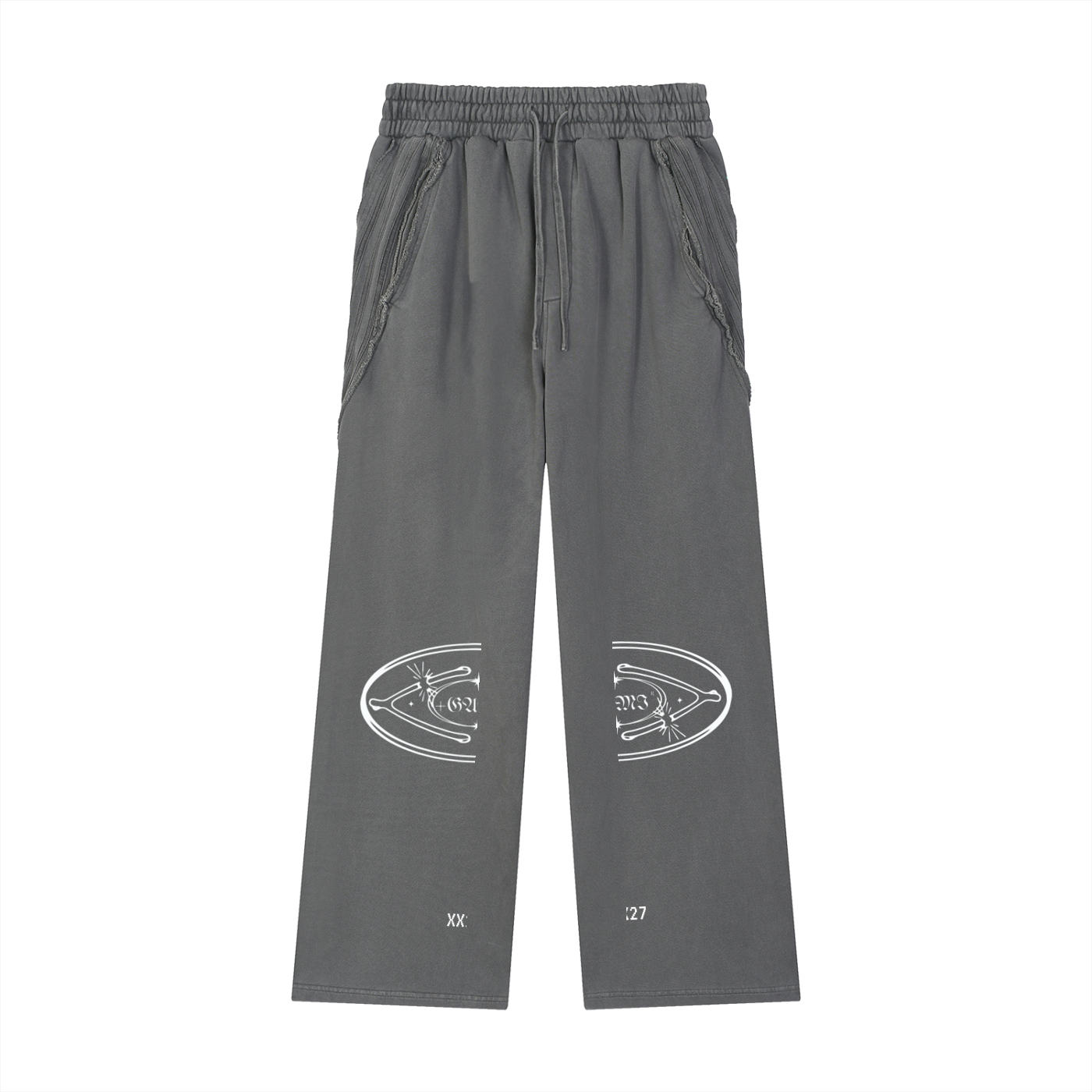 Snow‑Washed Raw‑Edge Sweatpants — Broken Wishbones XX27 +G Edition