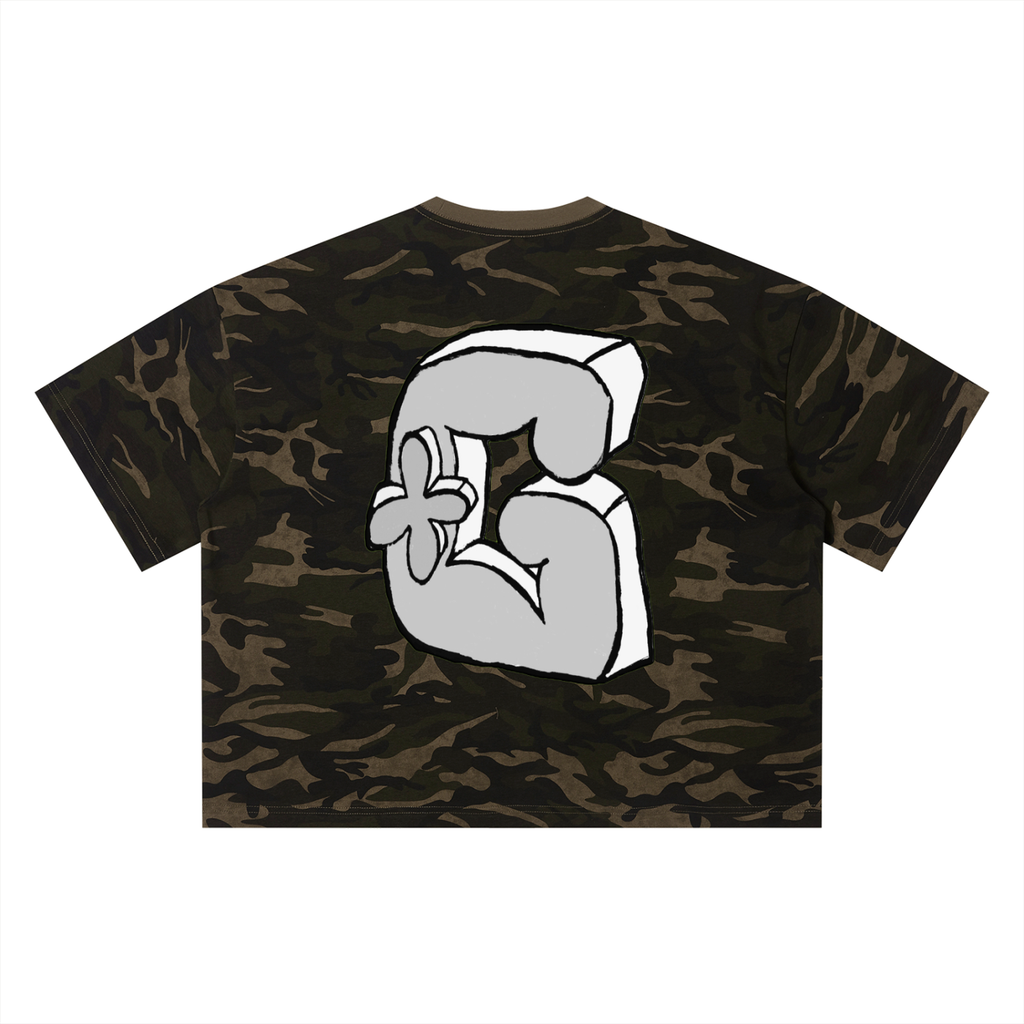 “Digi‑Graffiti Spray” Camo Boxy Tee