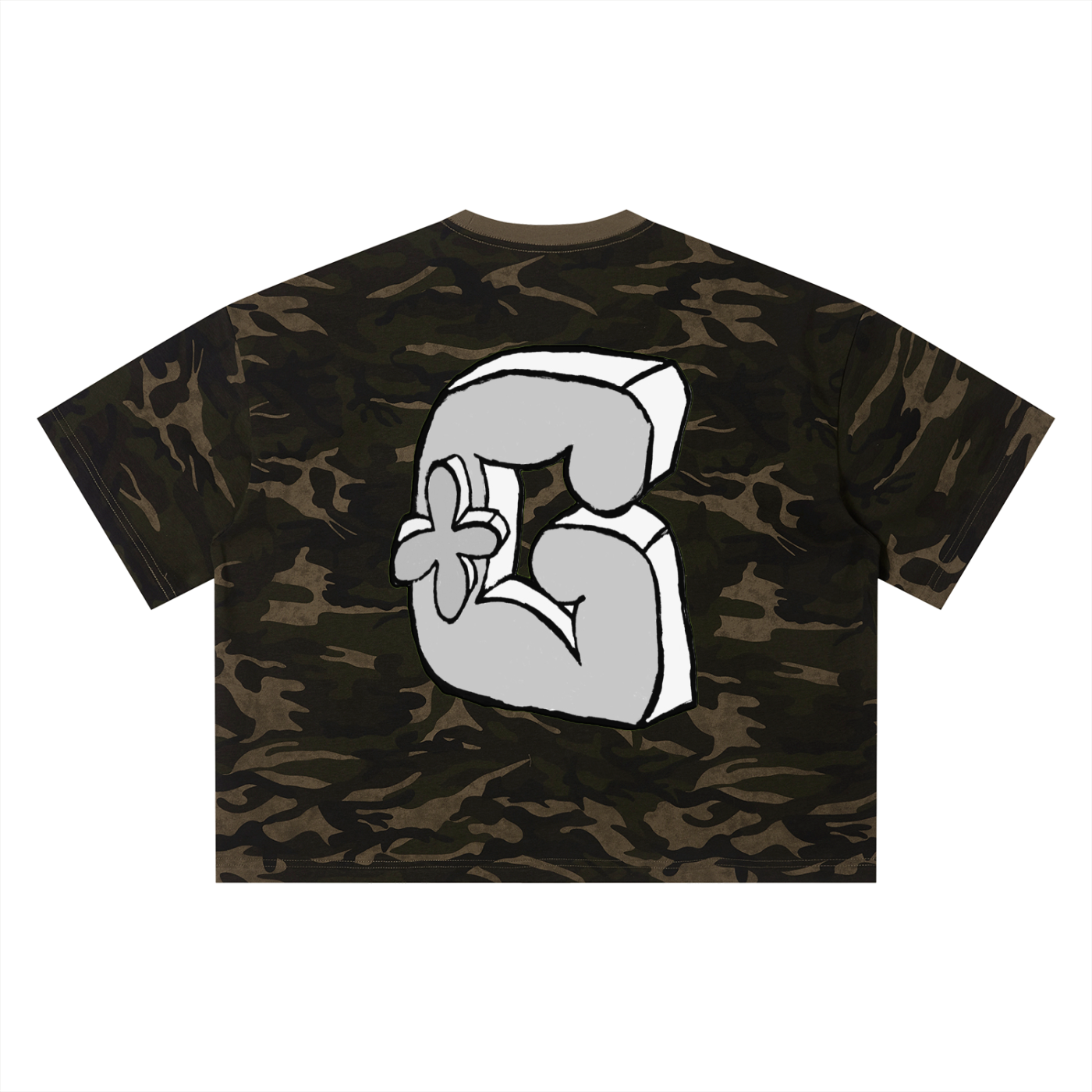 “Digi‑Graffiti Spray” Camo Boxy Tee