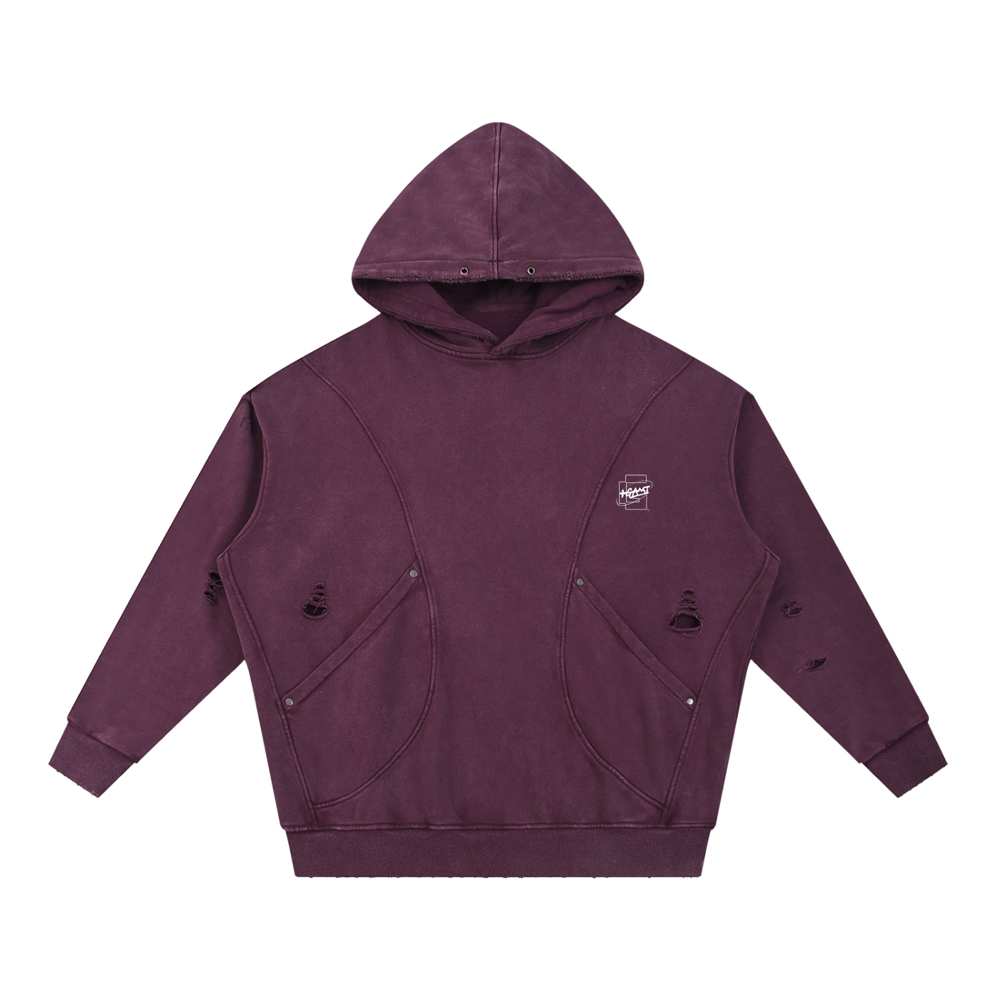 Snow‑Washed Distressed Panel Pocket Hoodie — +G Swoop + Thank God* Edition
