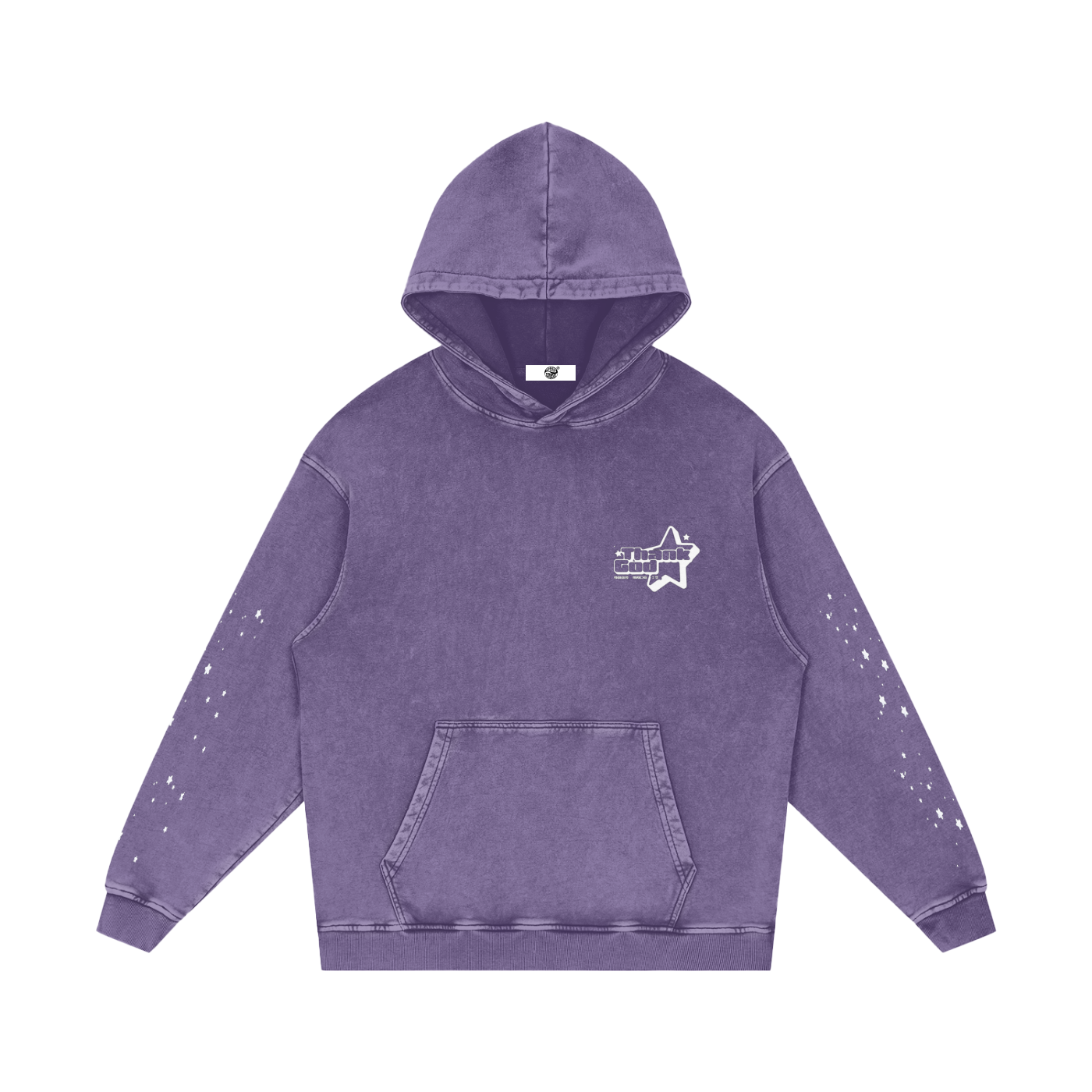 Snow‑Washed Loose Cotton Hoodie — Thank God* Edition