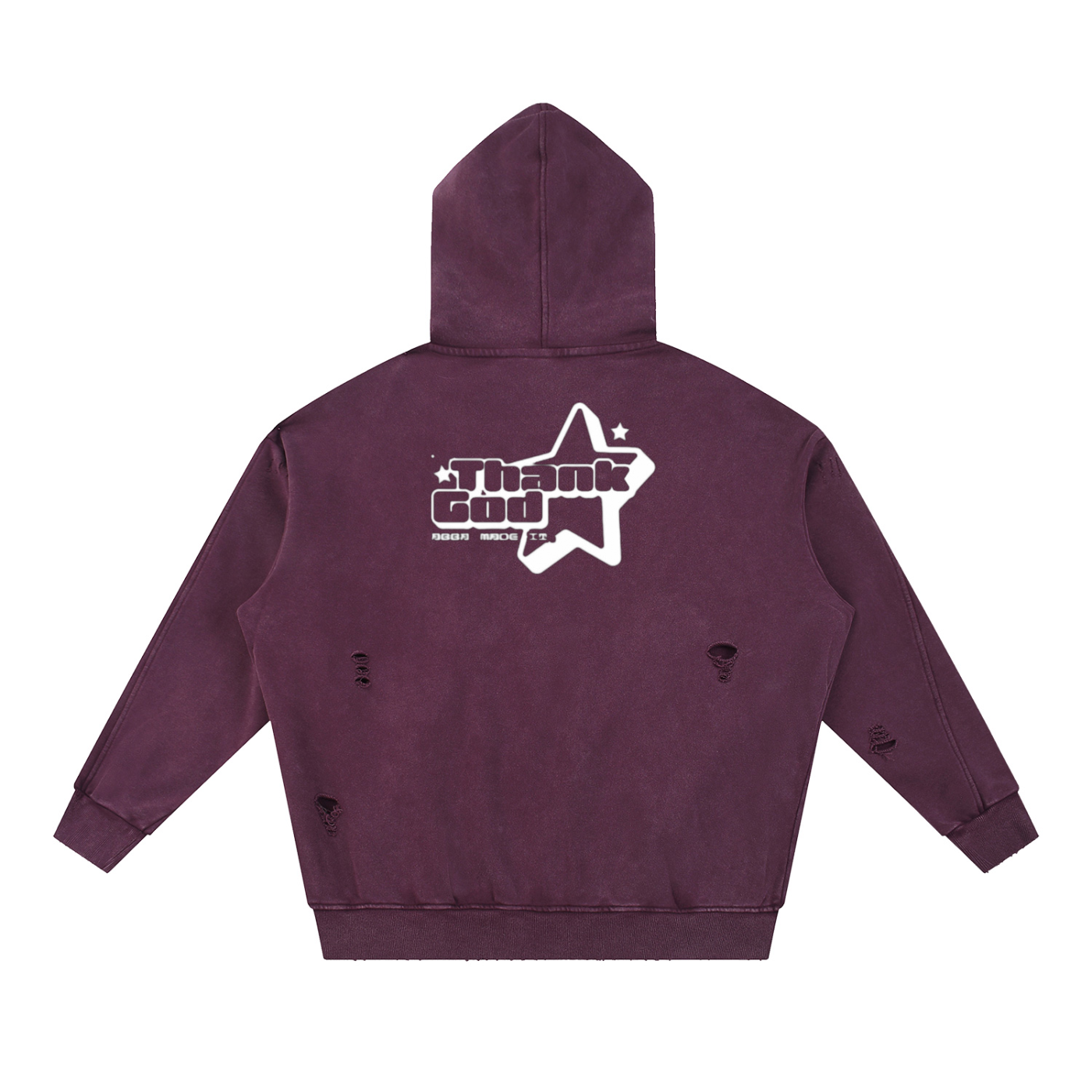 Snow‑Washed Distressed Panel Pocket Hoodie — +G Swoop + Thank God* Edition