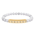 Engraved Natural Stone Stretch Bracelet — +G Gold + Thank God* Silver Edition