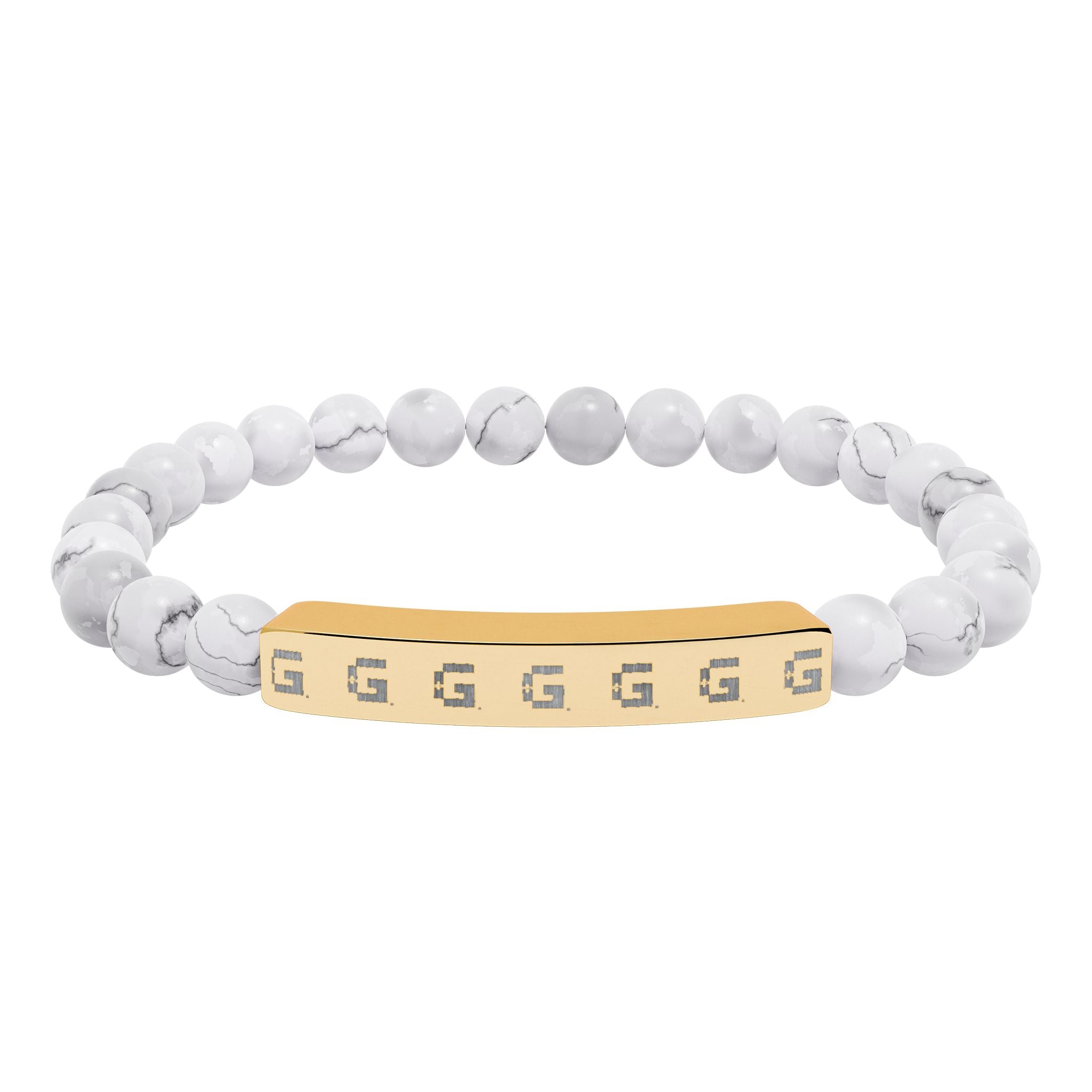 Copy of Engraved Natural Stone Stretch Bracelet — Bar Bead Bracelet