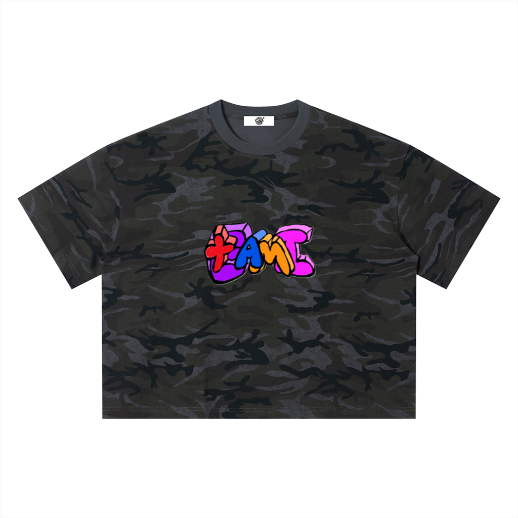 “Digi‑Graffiti Spray” Camo Boxy Tee