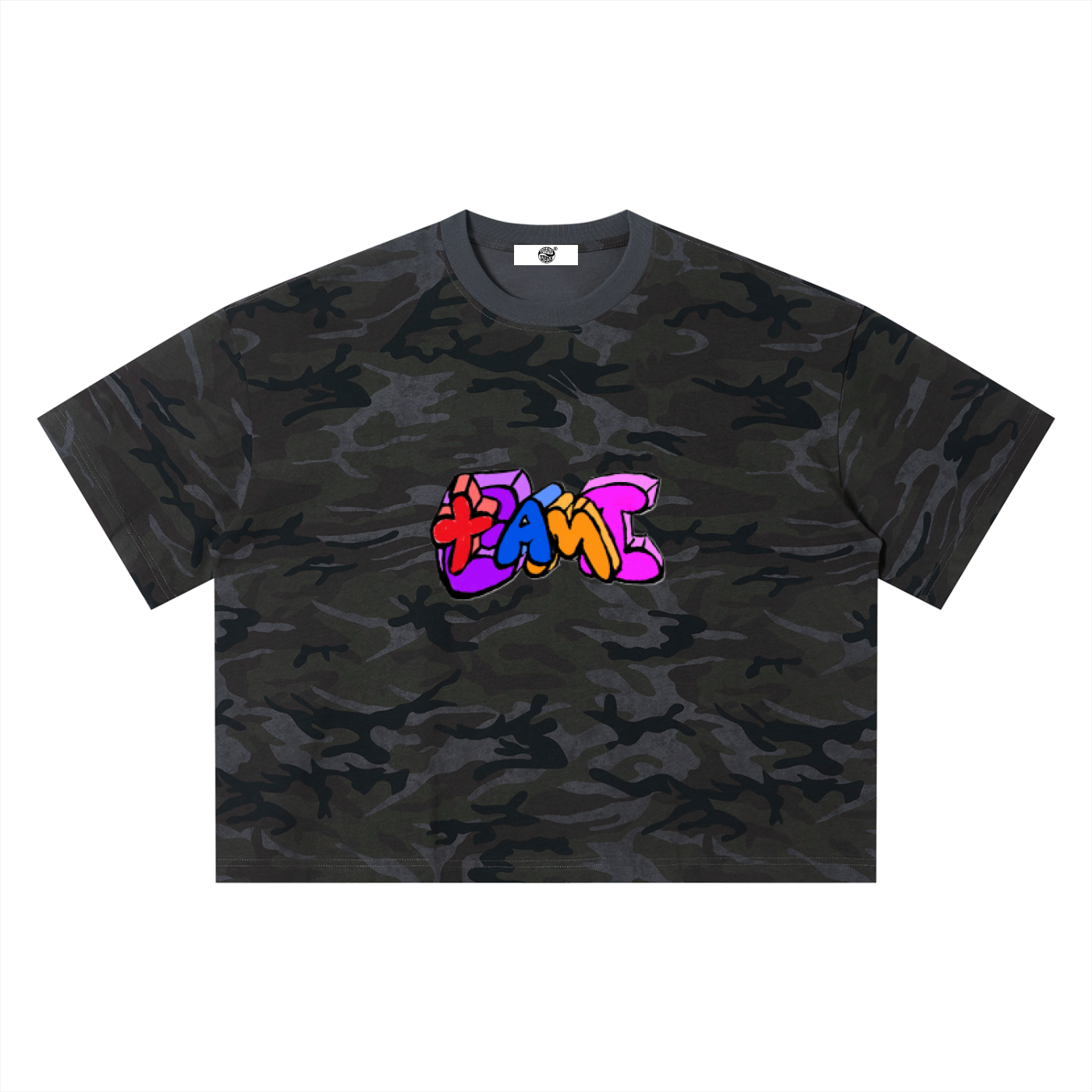 “Digi‑Graffiti Spray” Camo Boxy Tee