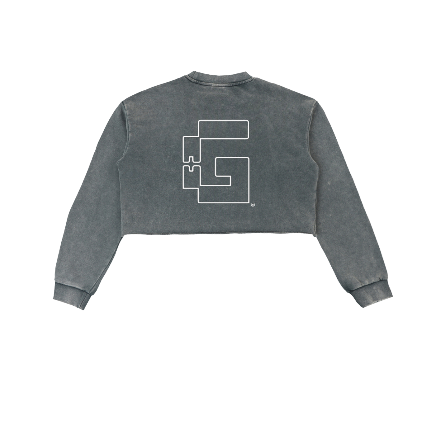 Snow‑Washed Raw‑Edge Cropped Sweatshirt — +G’s Aligned Edition