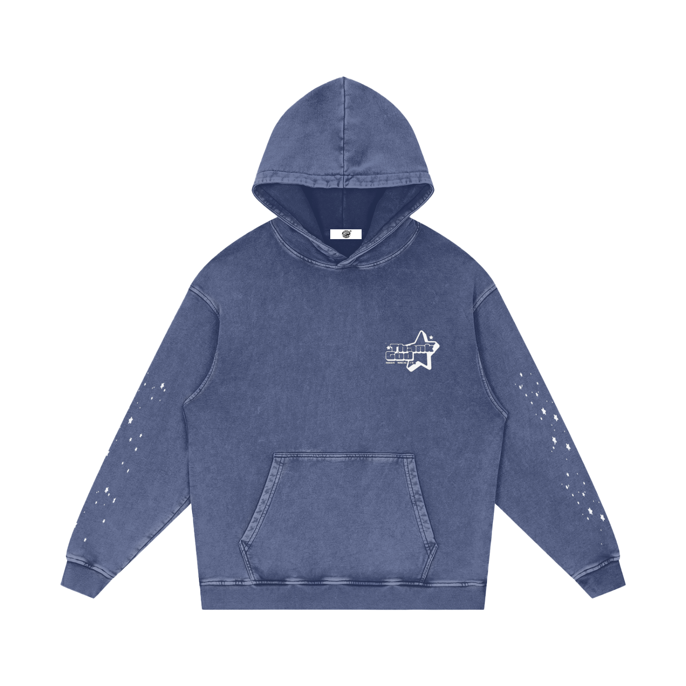 Snow‑Washed Loose Cotton Hoodie — Thank God* Edition