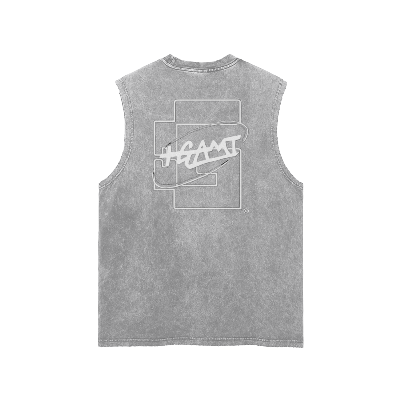 “World Is My Gym” Snow‑Washed Frayed Hem Tank