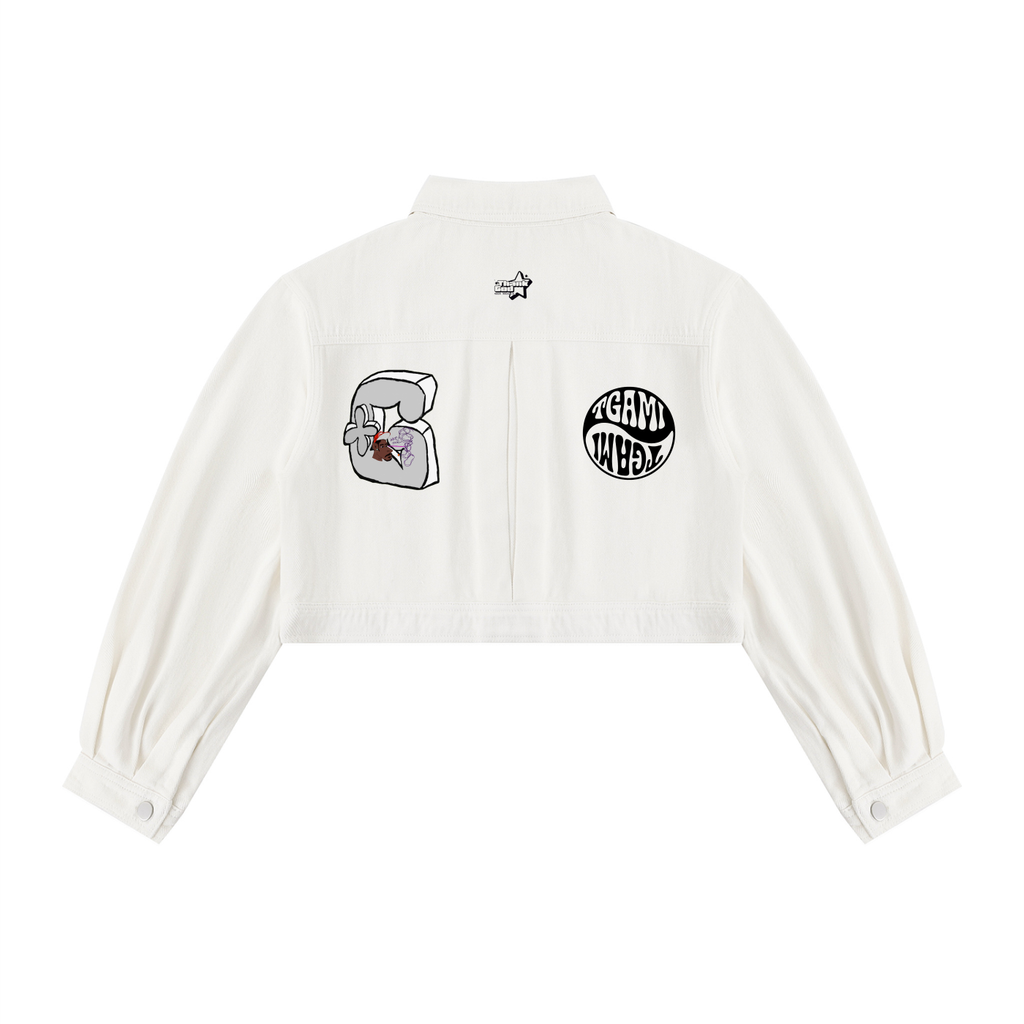 White Crop Denim Jacket
