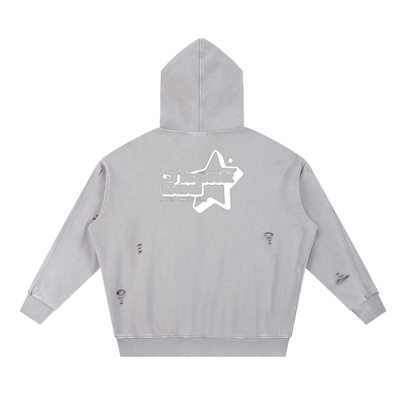 Snow‑Washed Distressed Panel Pocket Hoodie — +G Swoop + Thank God* Edition