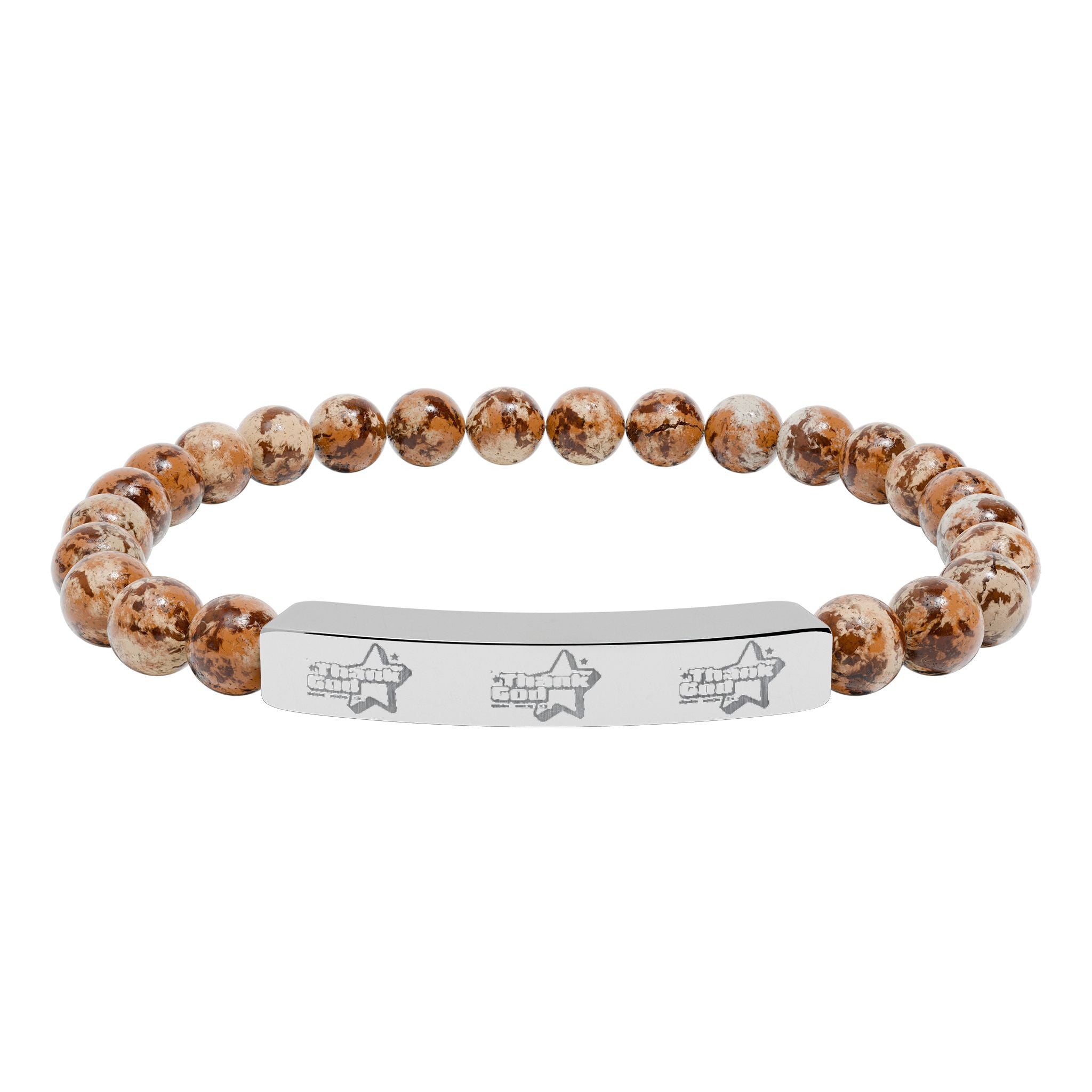 Copy of Engraved Natural Stone Stretch Bracelet — Bar Bead Bracelet