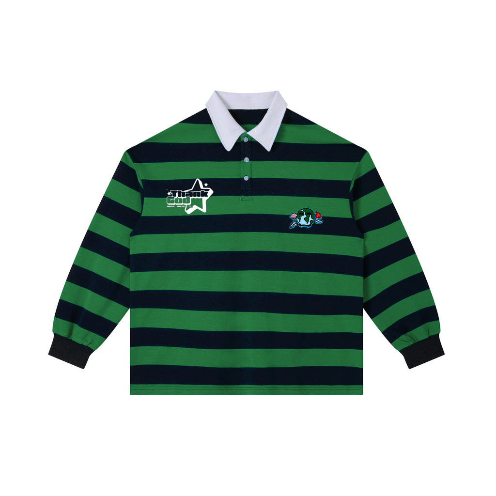Green Navy Stripe Polo Shirt