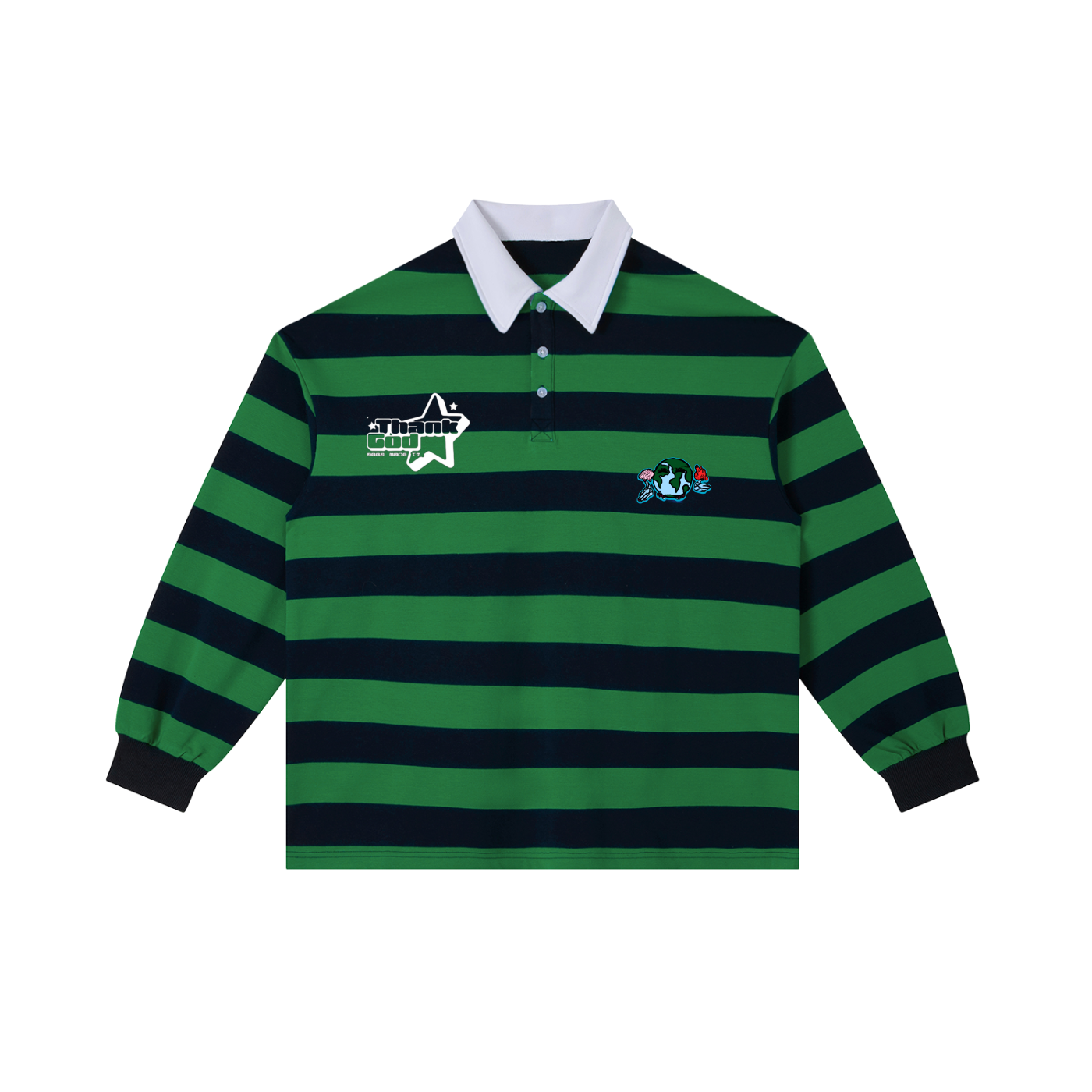 Green Navy Stripe Polo Shirt