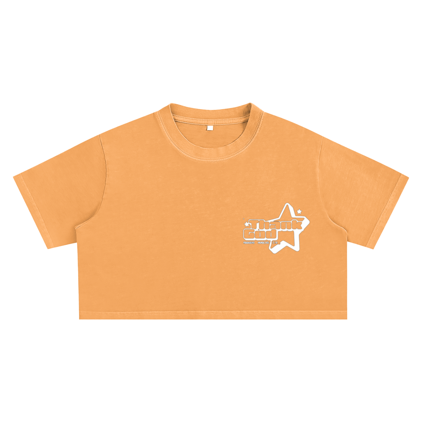 Thank God* logo Snow Washed Crop Top