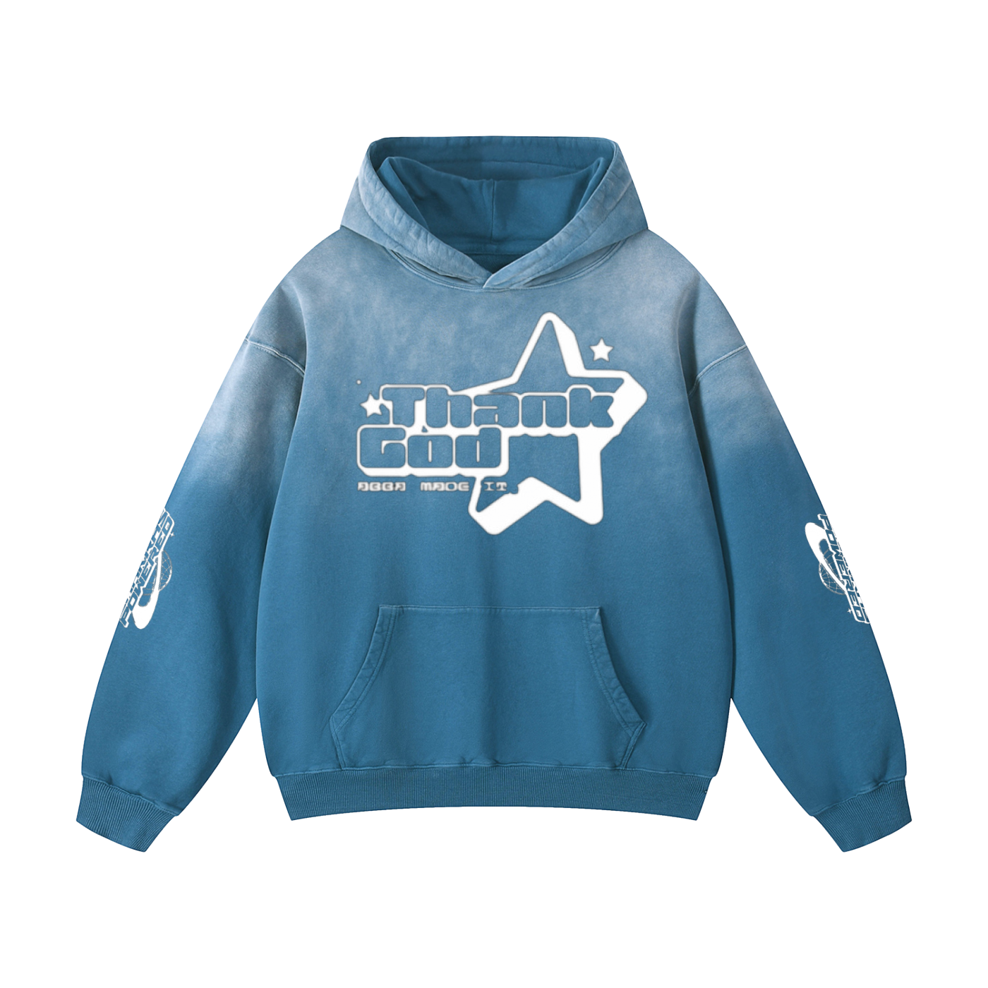 Heavyweight Sunfade Oversized Hoodie — Thank God* + +G Swoop + Chakras Powered Edition