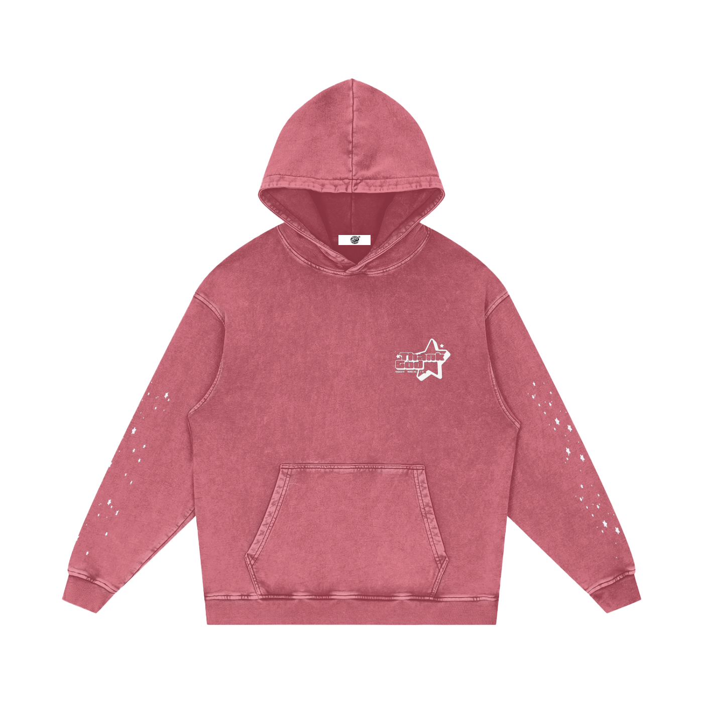 Snow‑Washed Loose Cotton Hoodie — Thank God* Edition