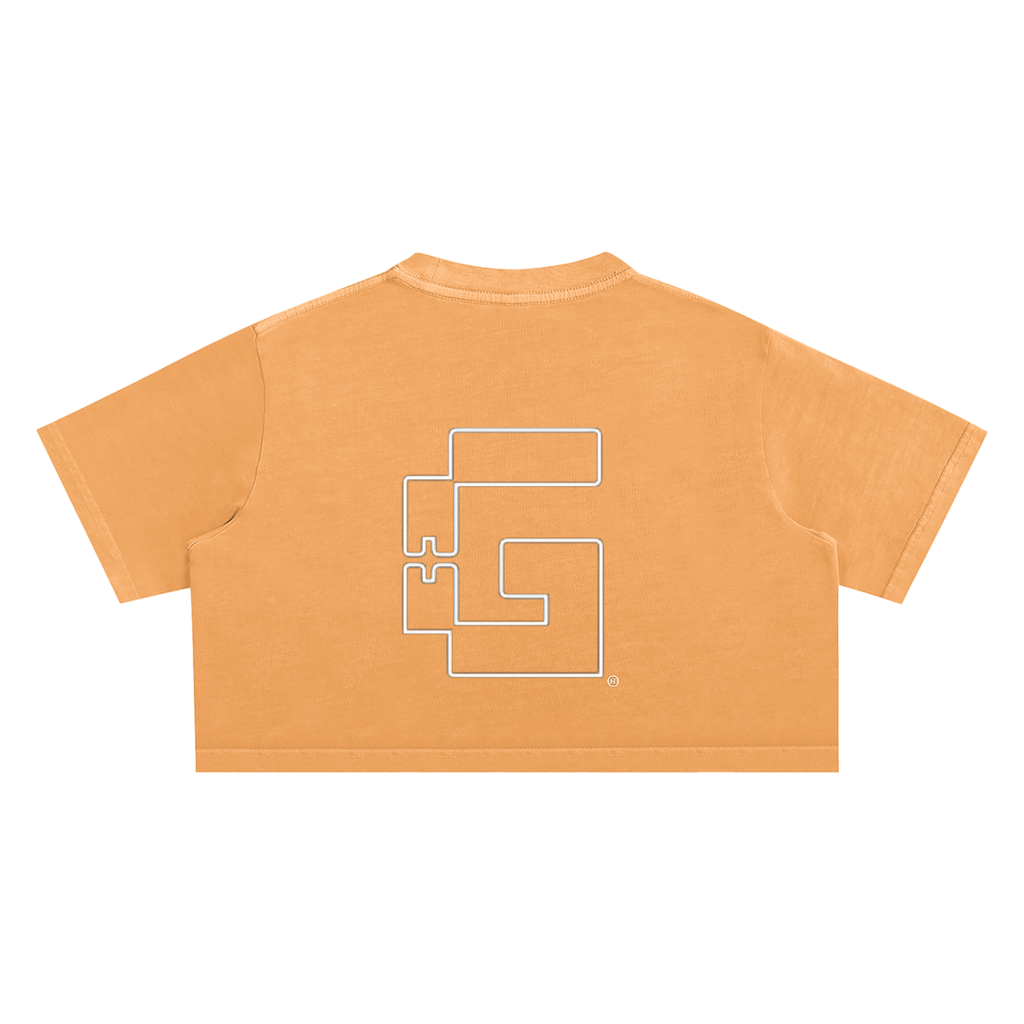 Thank God* logo Snow Washed Crop Top
